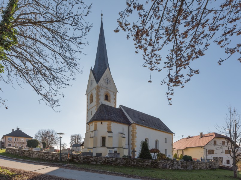 Moosburg Tigring Pfarrkirche hl Egyd mit Friedhof und Pfarrhof 31102016 5331