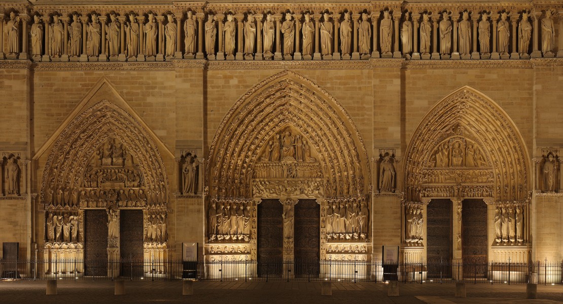 Notre Dame Paris front facade lower