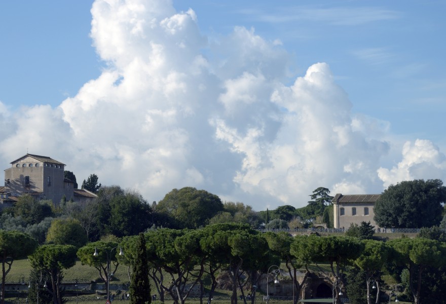 Panorama of the Palatino with The church of San Bonaventura and San Sebastiano