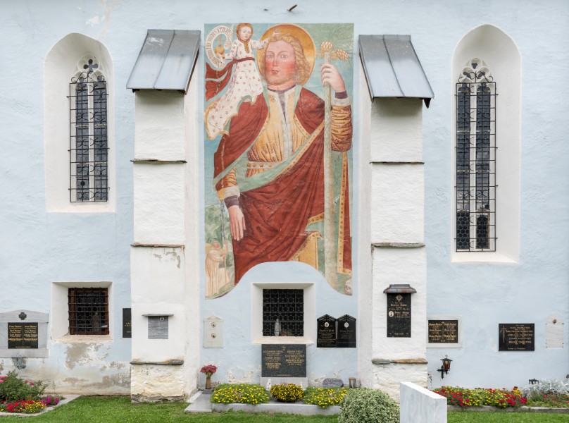 Reichenau St Margarethen 1 Pfarrkirche hl Margaretha Christophorus-Fresko 17092015 7622