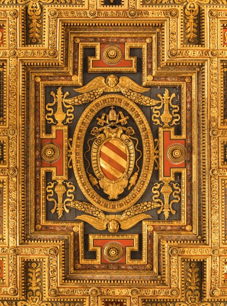 Relief CoA Pius V ceiling Santa Maria in Aracoeli, Rome, Italy