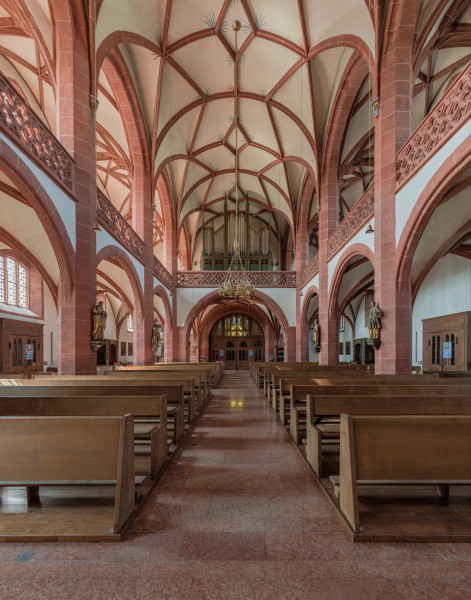 Rheingauer Dom, Geisenheim, Nave as seen from choir 20140904 1