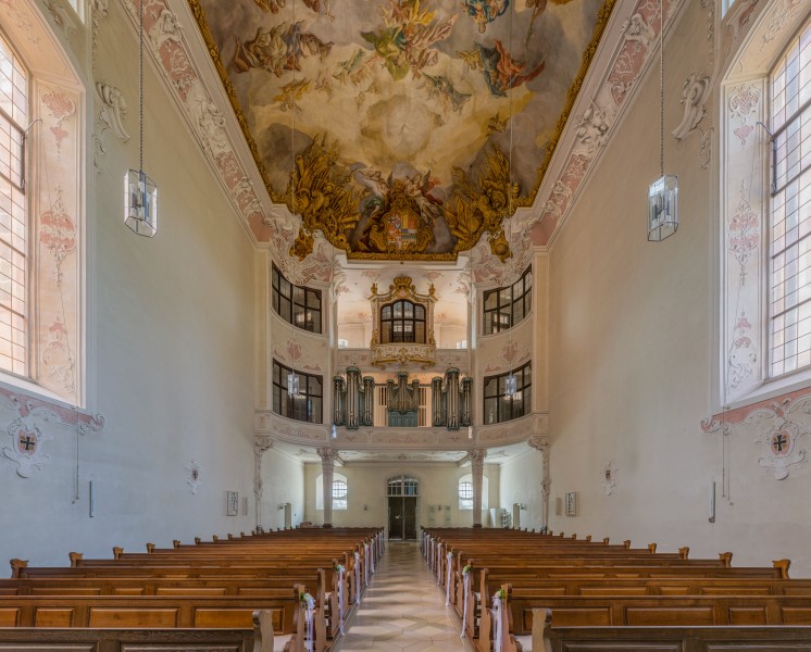 Schlosskirche, Bad Mergentheim, Nave and Organ 20150727 2