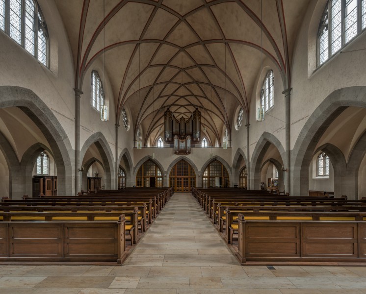 St. Josef, Würzburg, Nave and Organ 20150817 4