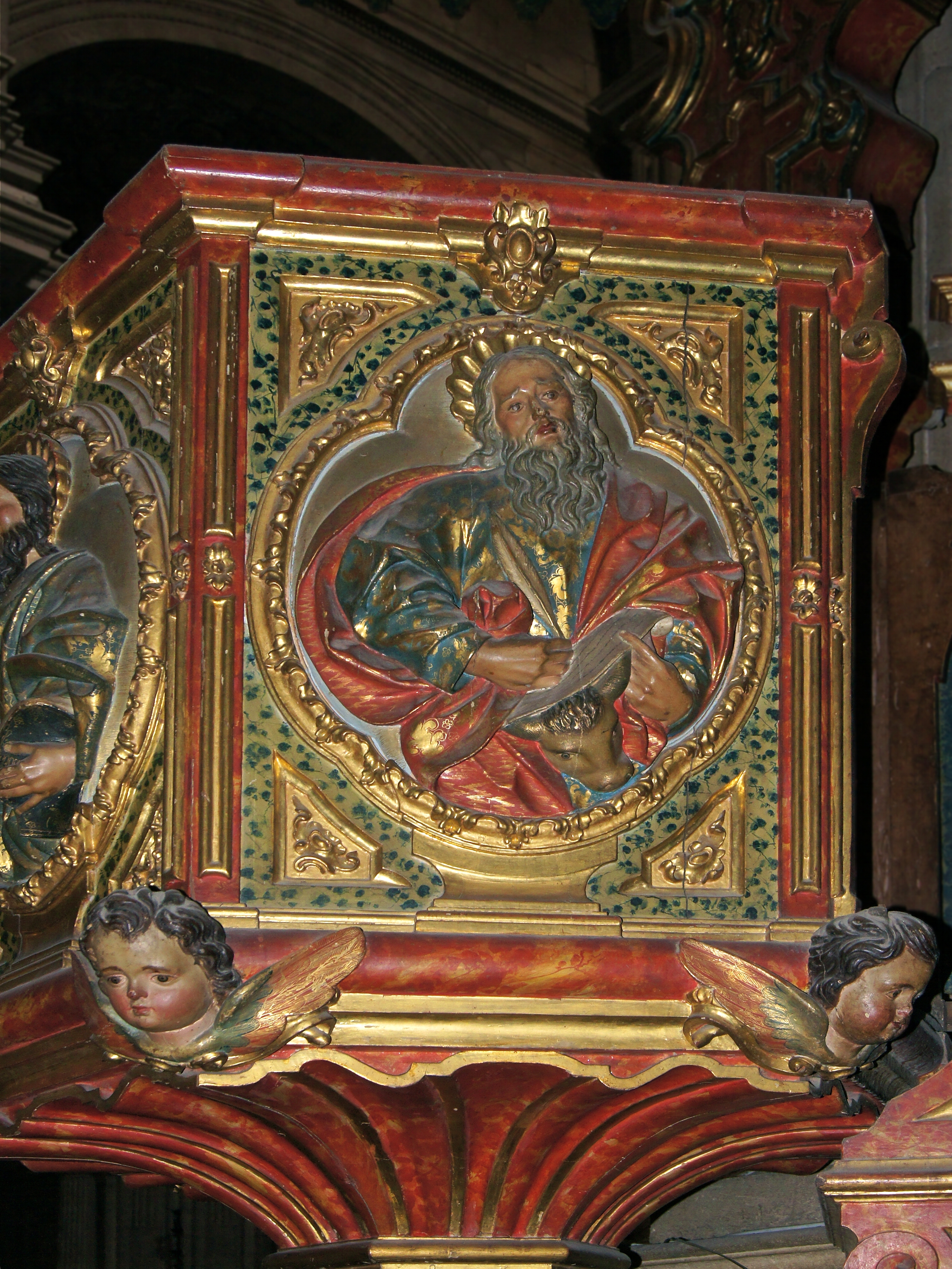 Saint Luke relief pulpit Granada Spain