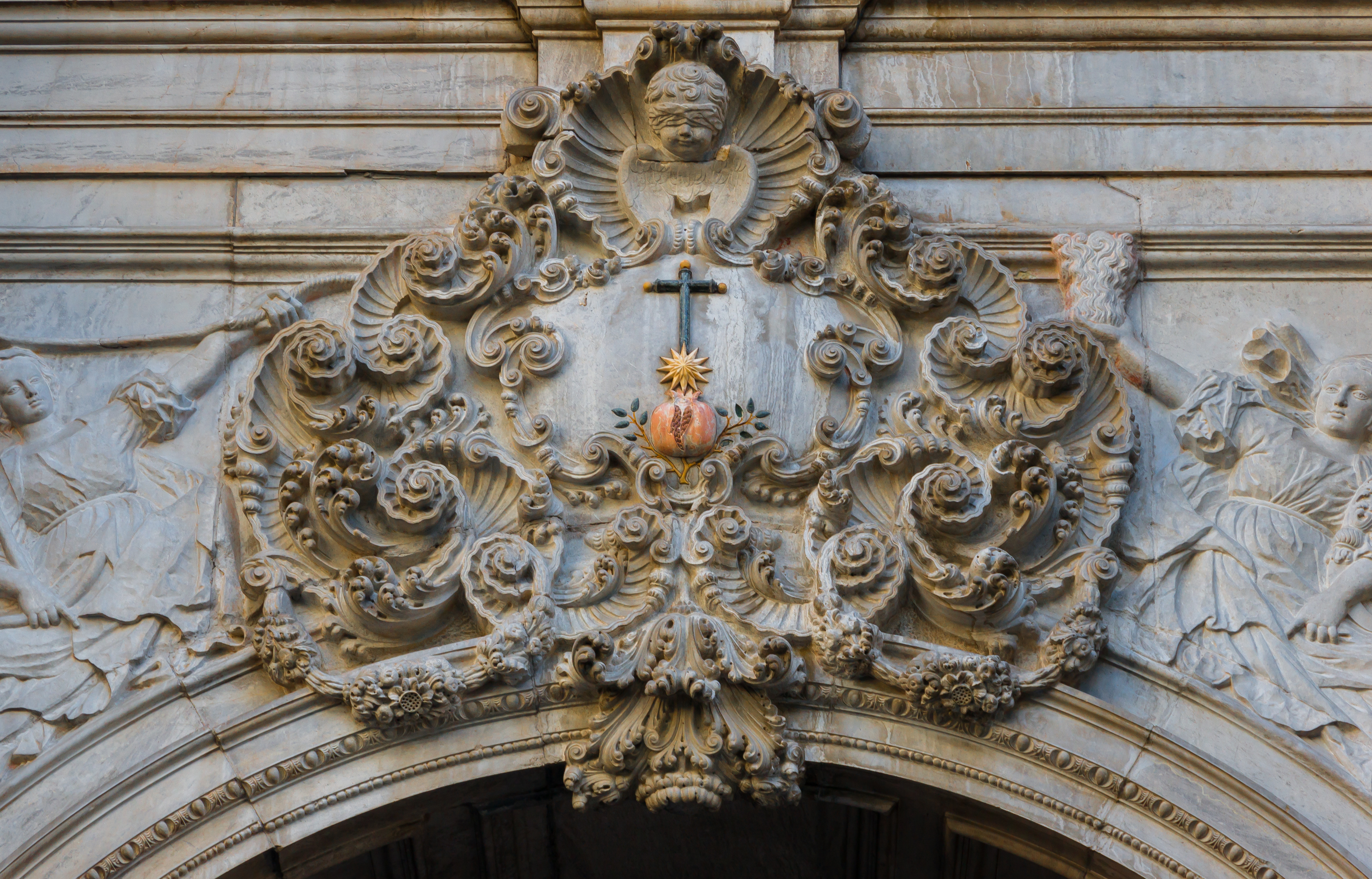 San Juan de Dios church volutes entrance facade Granada Andalusia Spain
