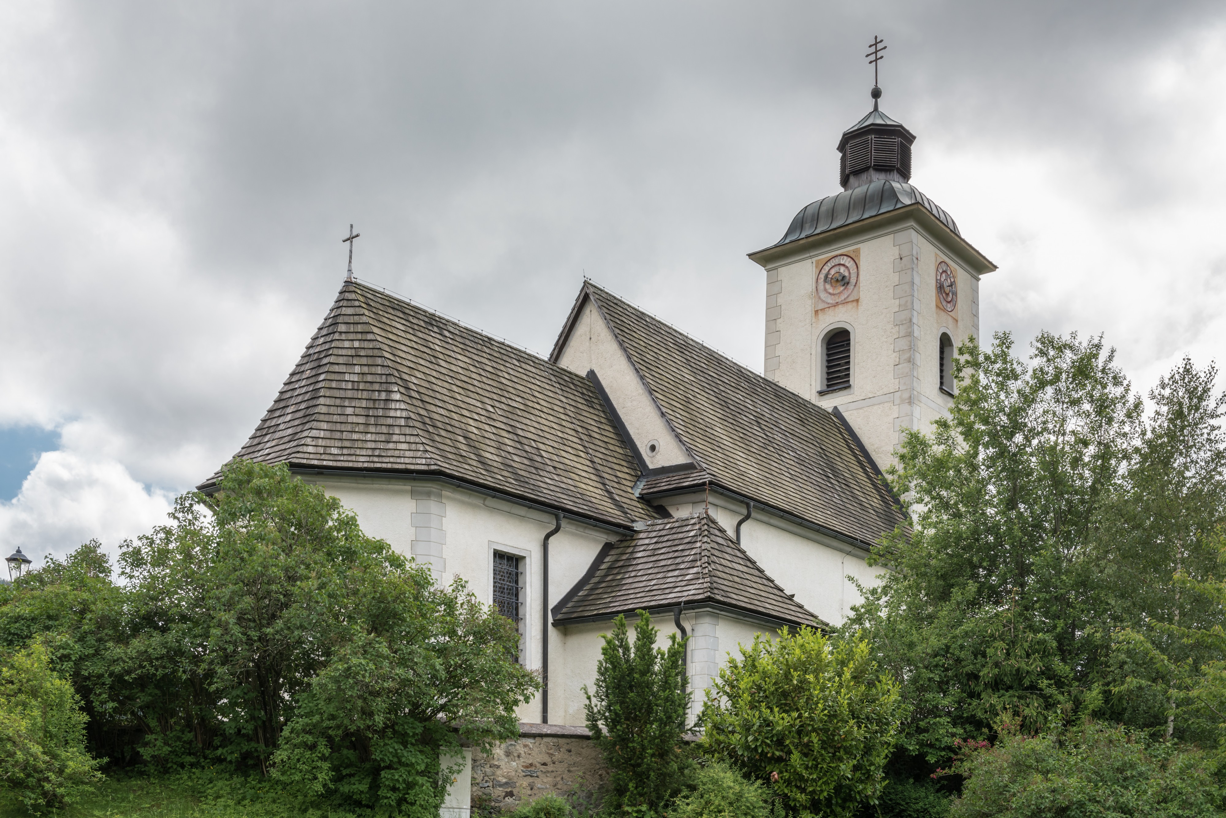 Arriach Pfarrkirche hll Philipp und Jakob mit Friedhof NO-Ansicht 05062017 9043