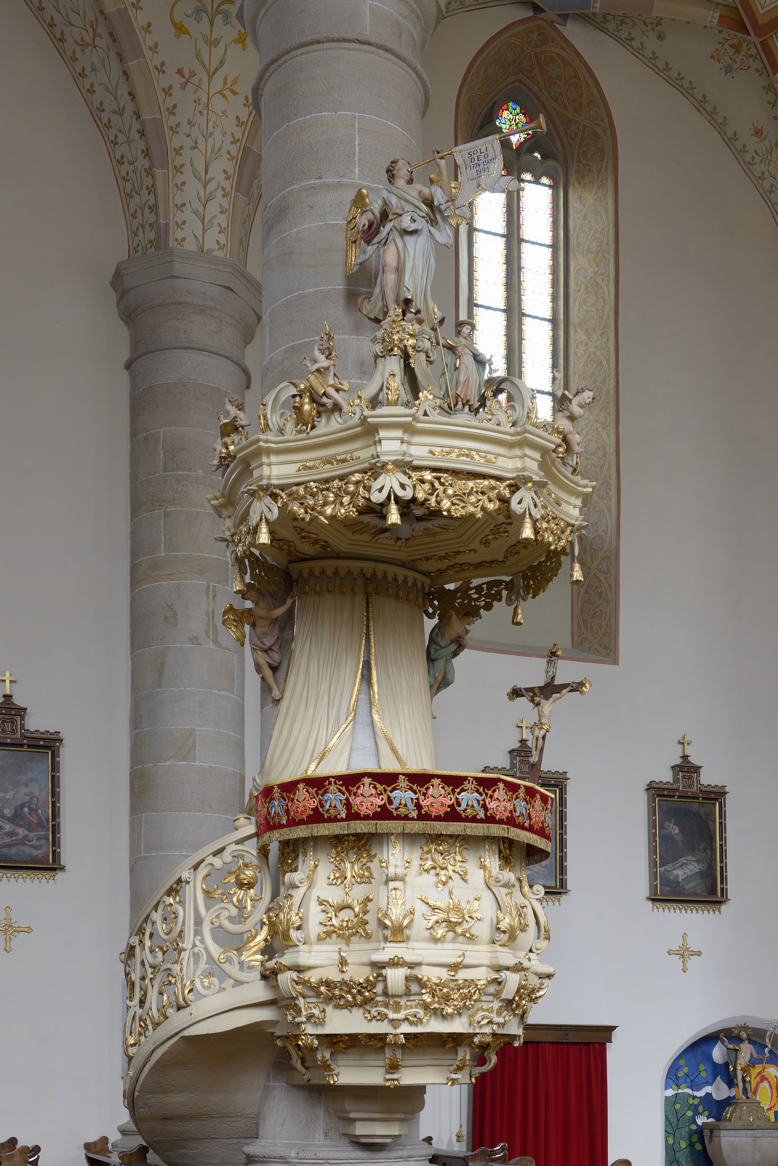 Kanzel in der Pfarrkirche Maria Himmelfahrt (Völs am Schlern)