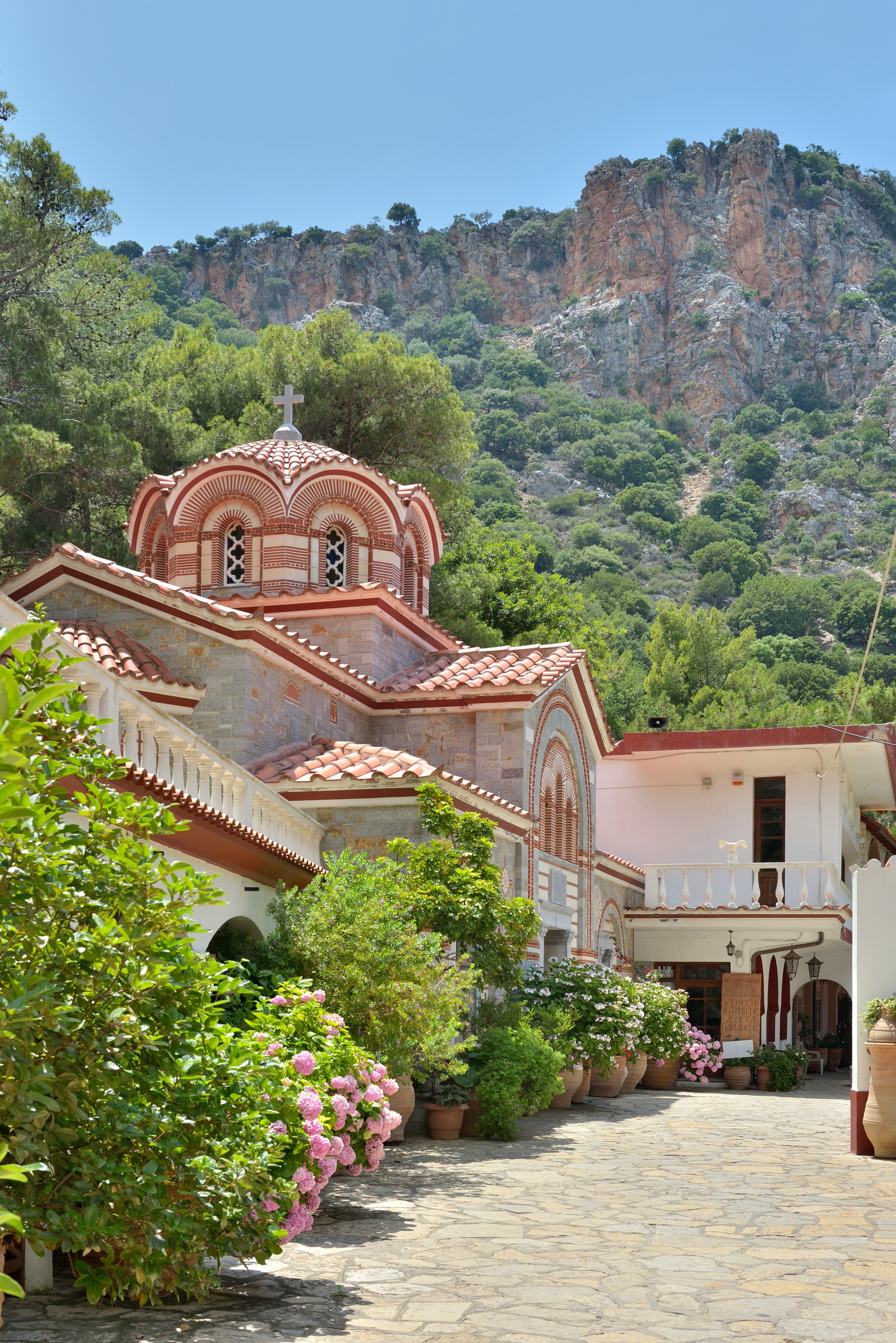Monastery of Saint George Selinari Crete flowers museum and rocks