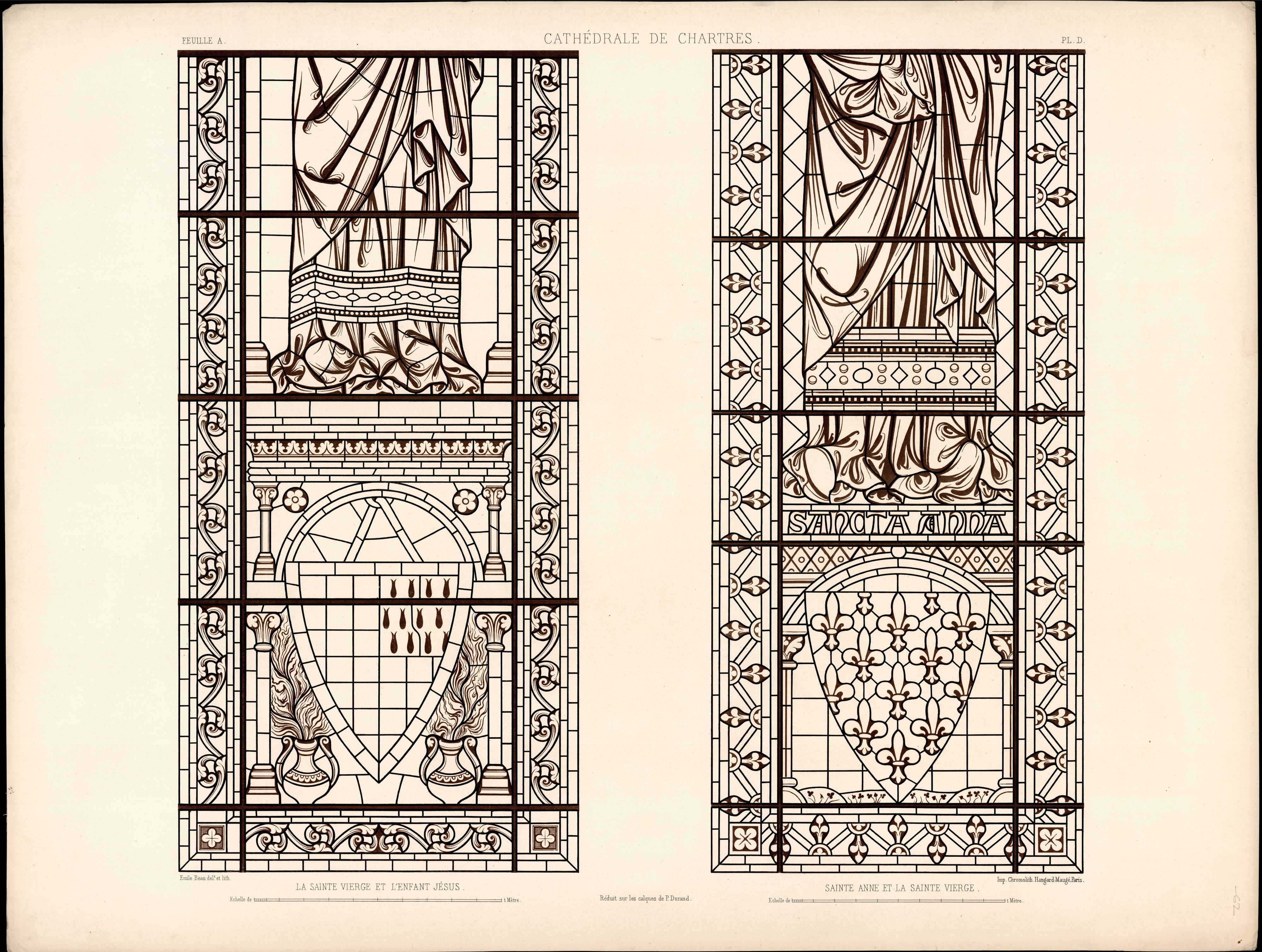Monografie de la Cathedrale de Chartres - Atlas - Vitrail de sainte Anne portant la Sainte Vierge Feuille A