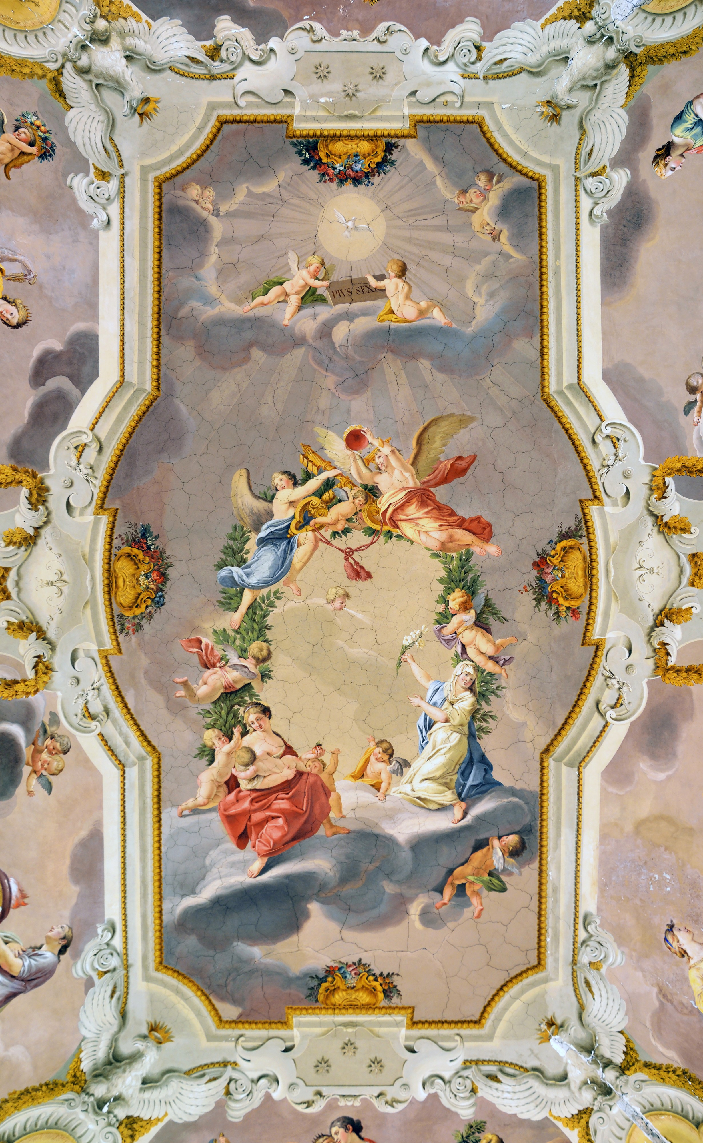Painted ceiling of the throne room of Pope Pius VI in Rocca Abbey (Subiaco)