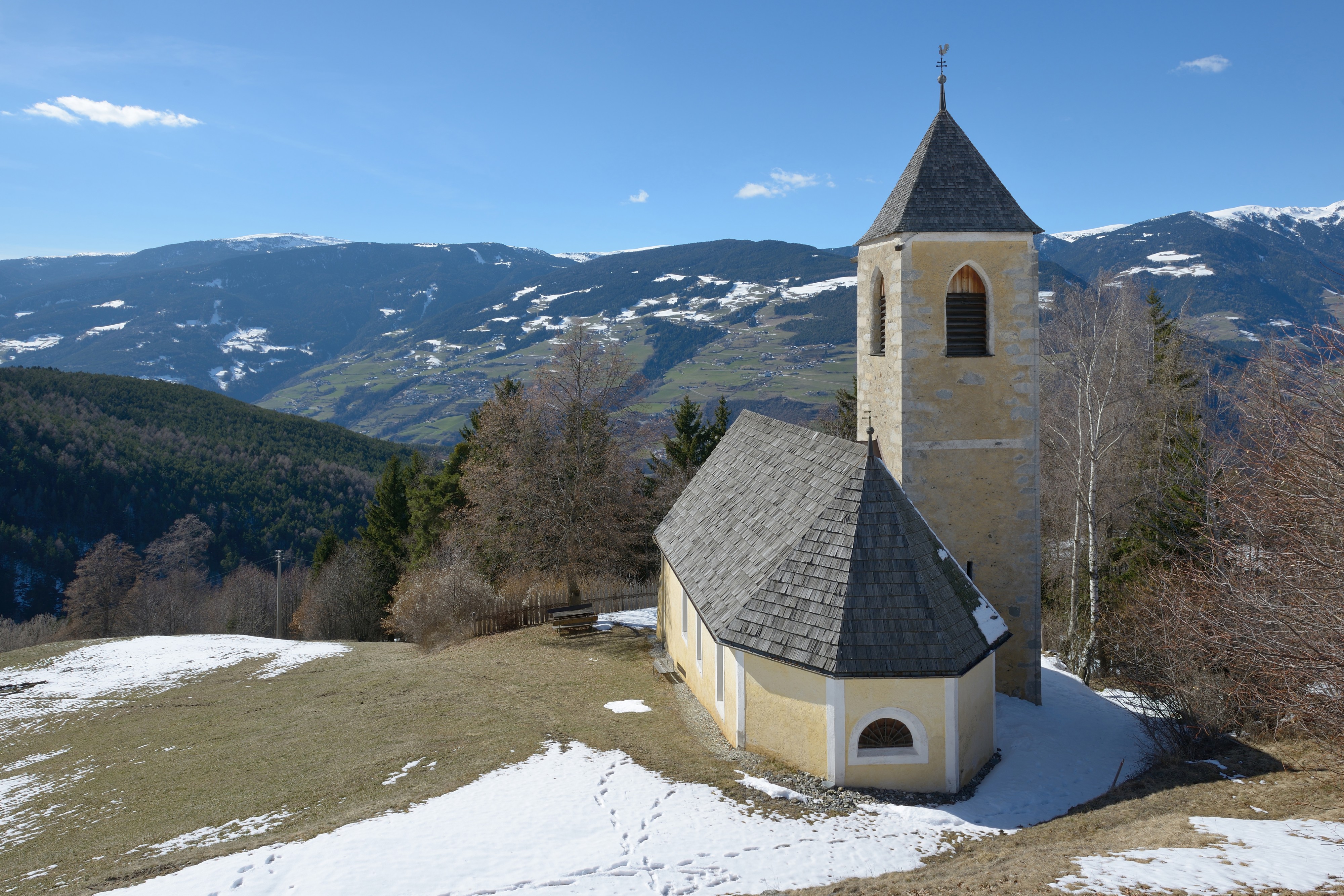 Saint John the Baptist church in Freins from above