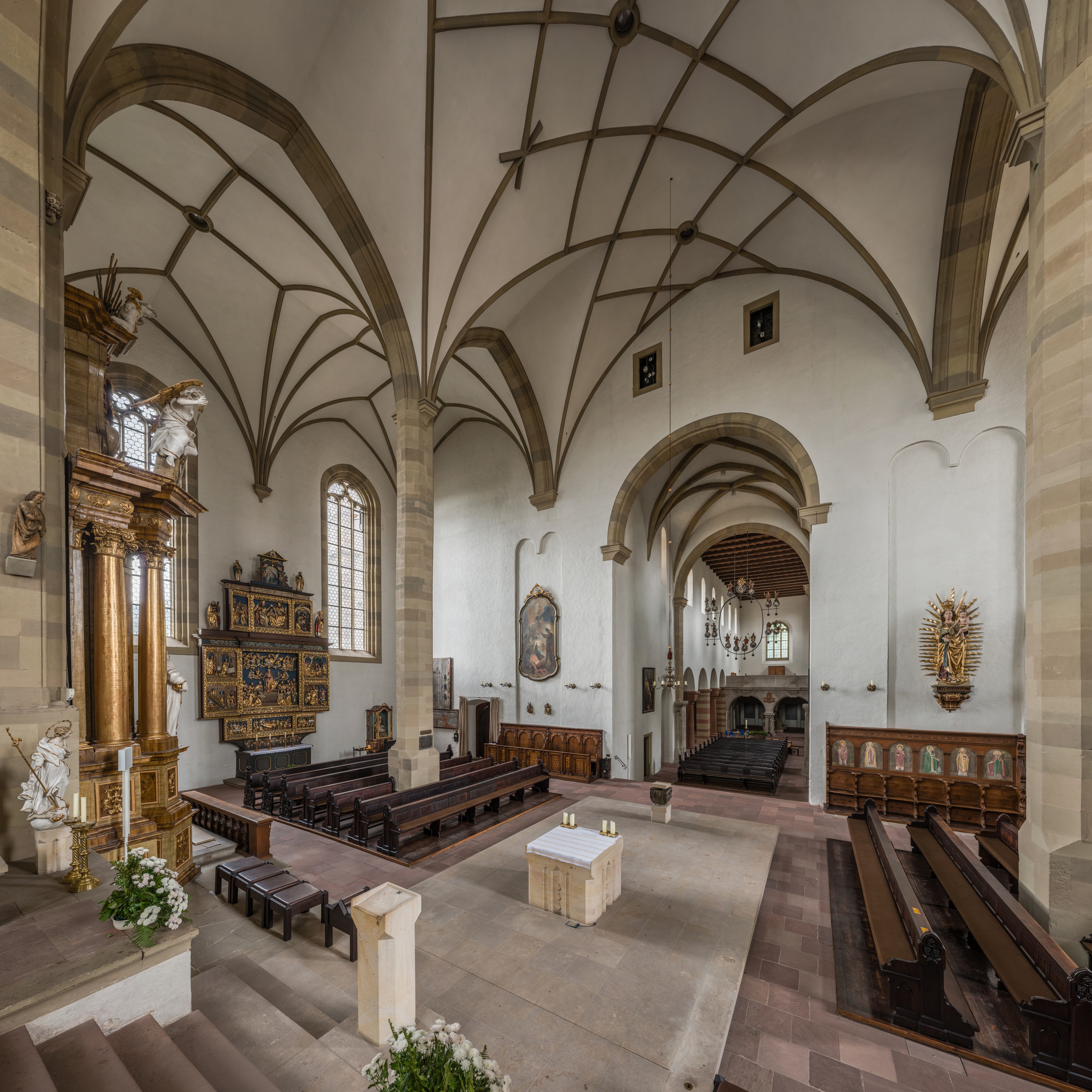 St. Burkard, Würzburg, interior overview 20150729 5