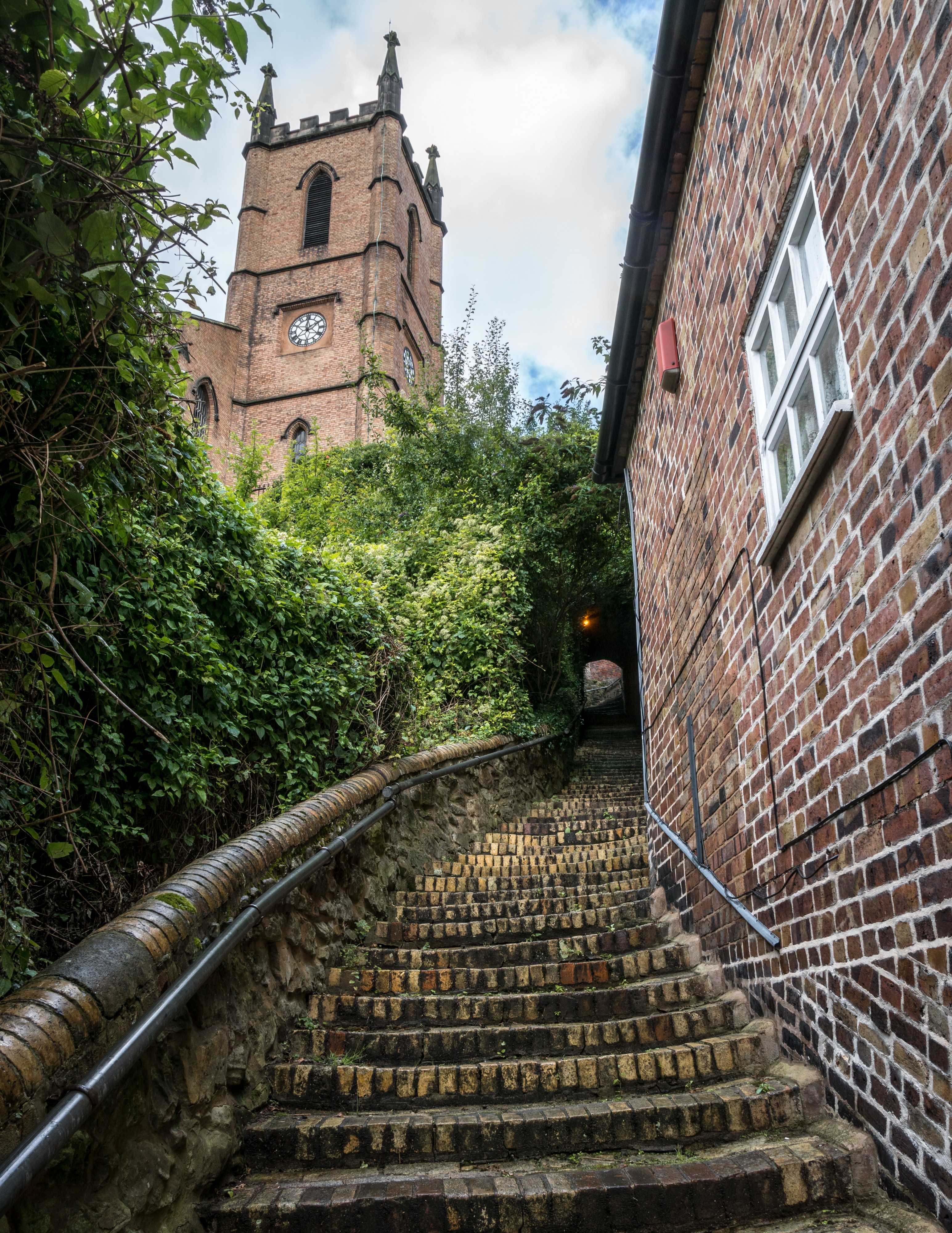 Stairs leading up to the Church of St Luke, Ironbridge
