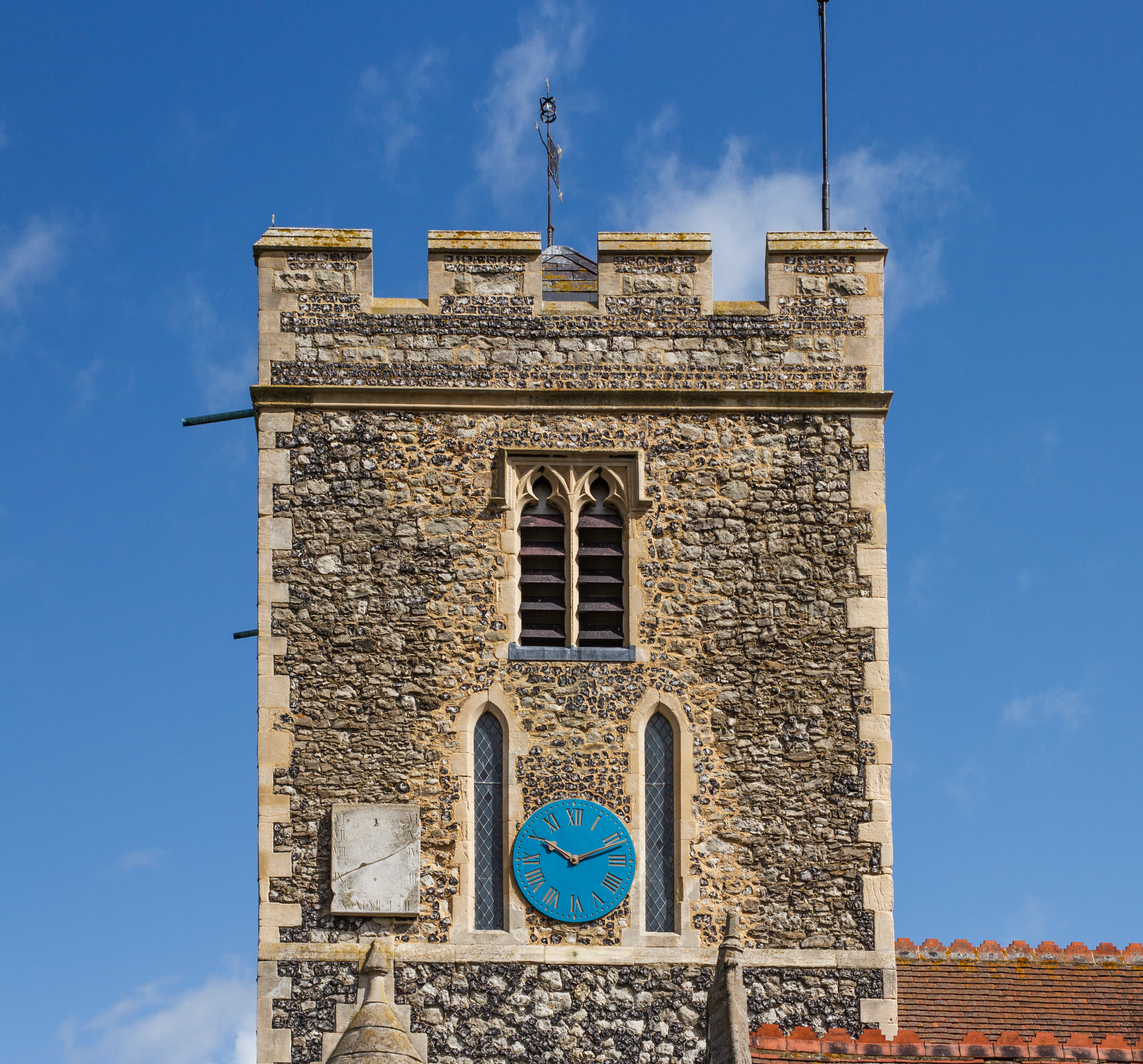 Tower, South Facade, St Helens Church, Cliffe, Kent, England, 2015-05-06-5140