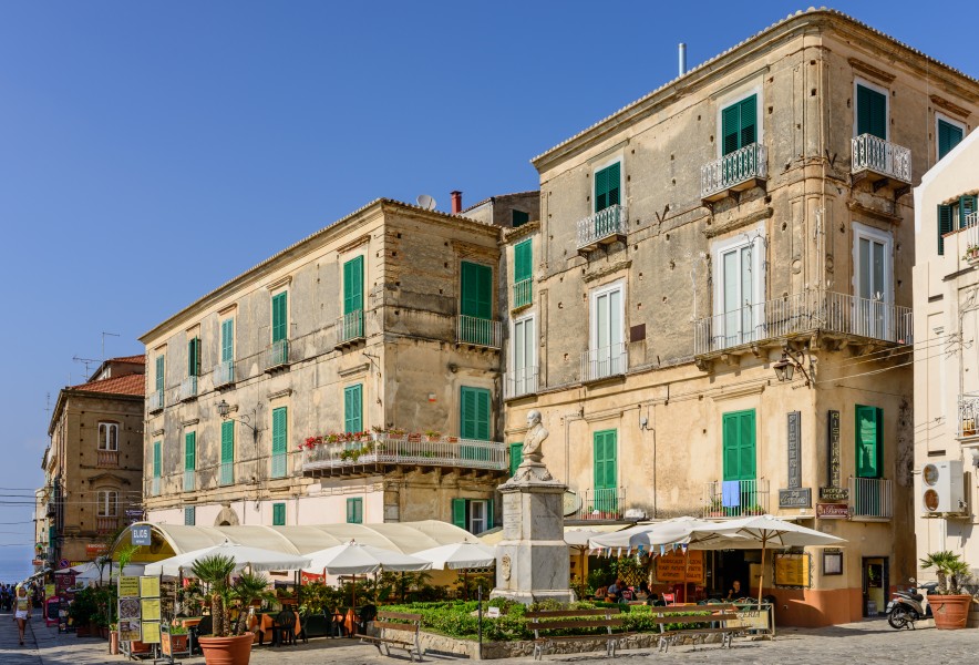 Houses and bust of Pasquale Galluppi - Tropea - Calabria - Italy - July 25th 2013 - 01