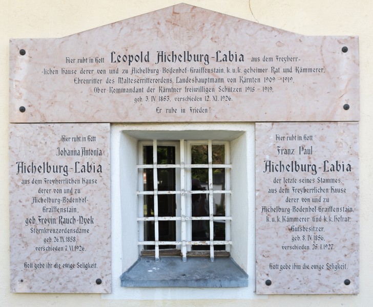 Klagenfurt Pfarrkirche St Georgen Grabstaette von Aichelburg-Labia 28052016 2109