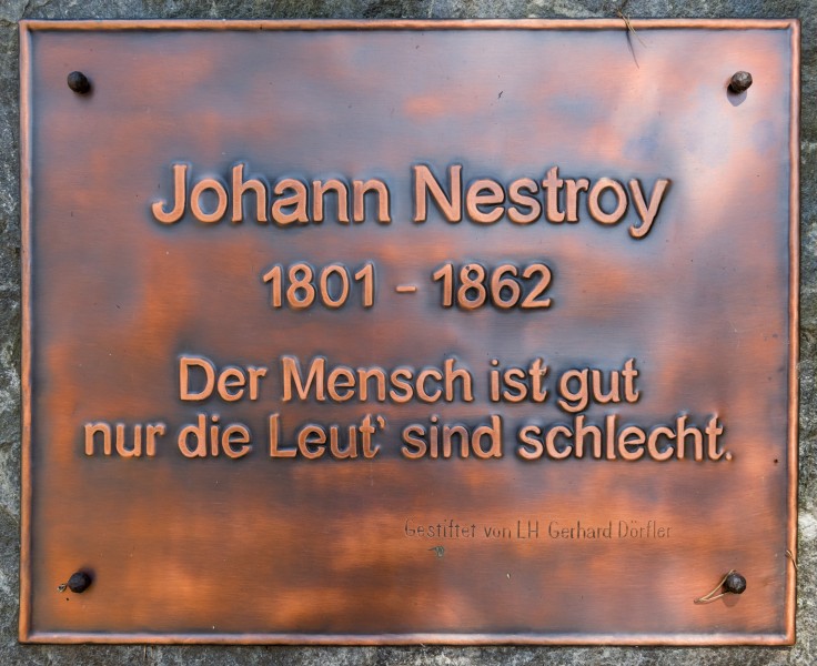 Weitensfeld Zammelsberg Dichtersteinhain Gedenktafel fuer Johann Nestroy 11042016 1363