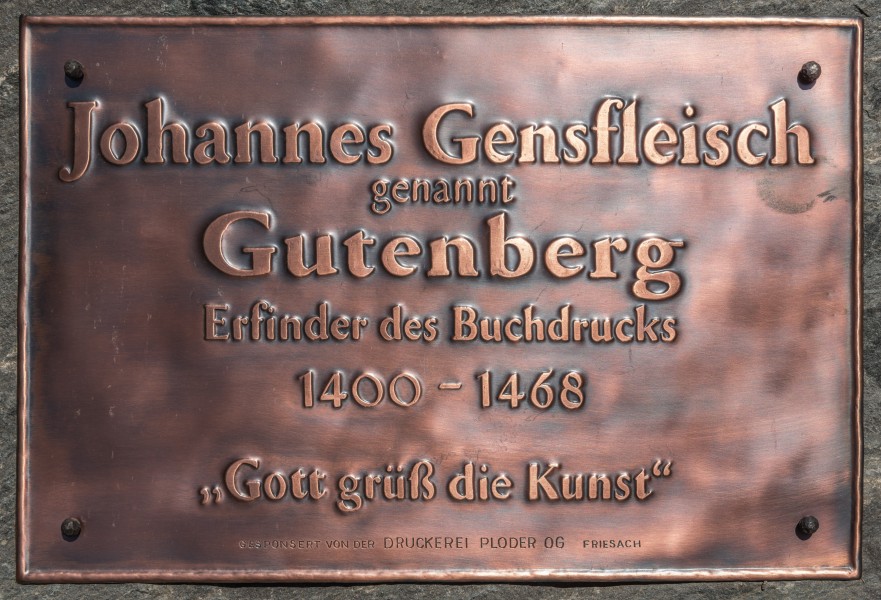 Weitensfeld Zammelsberg Dichtersteinhain Gedenktafel fuer Johannes Gutenberg 1313