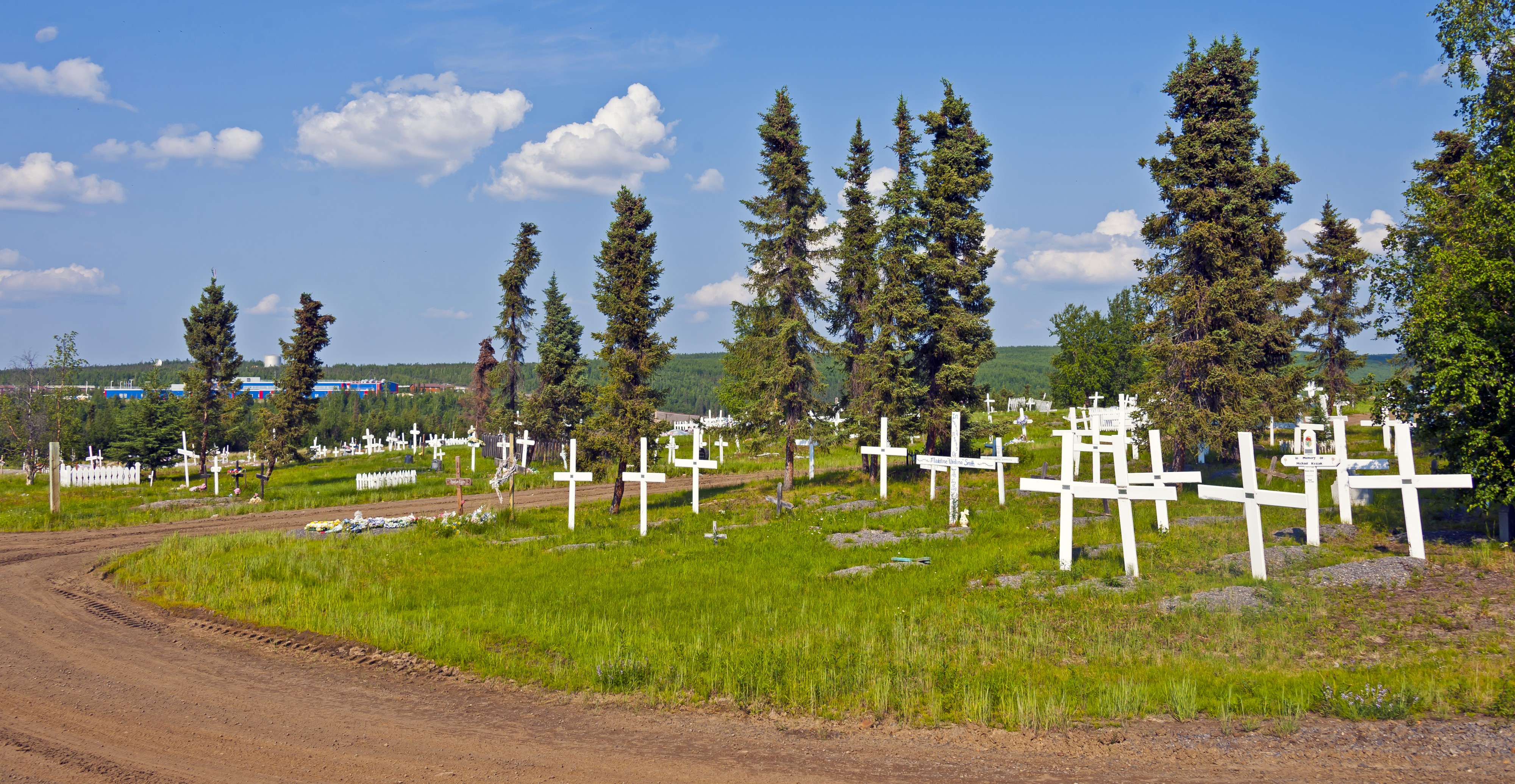 Graves in cemetery south of Inuvik, NT