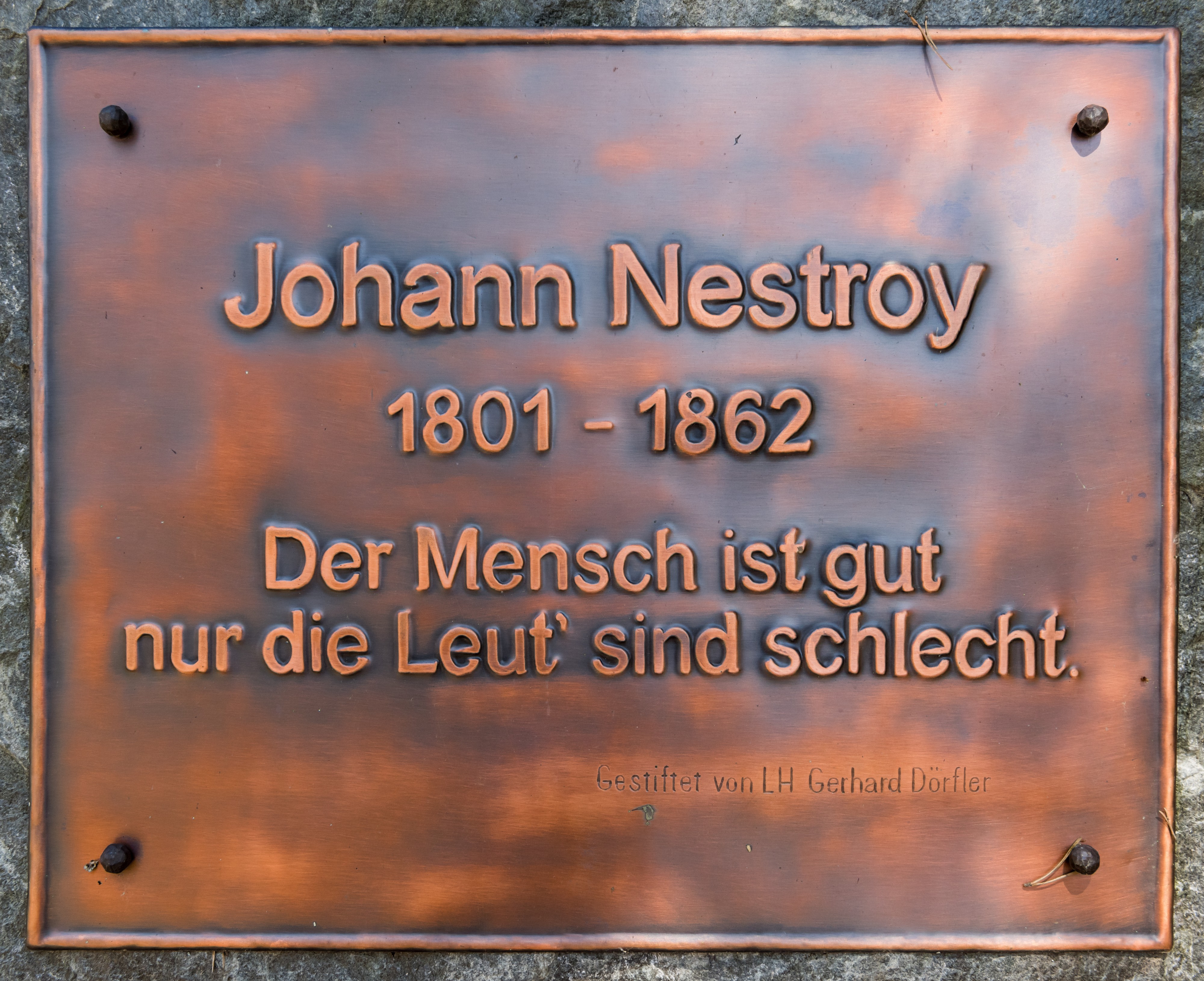 Weitensfeld Zammelsberg Dichtersteinhain Gedenktafel fuer Johann Nestroy 11042016 1363