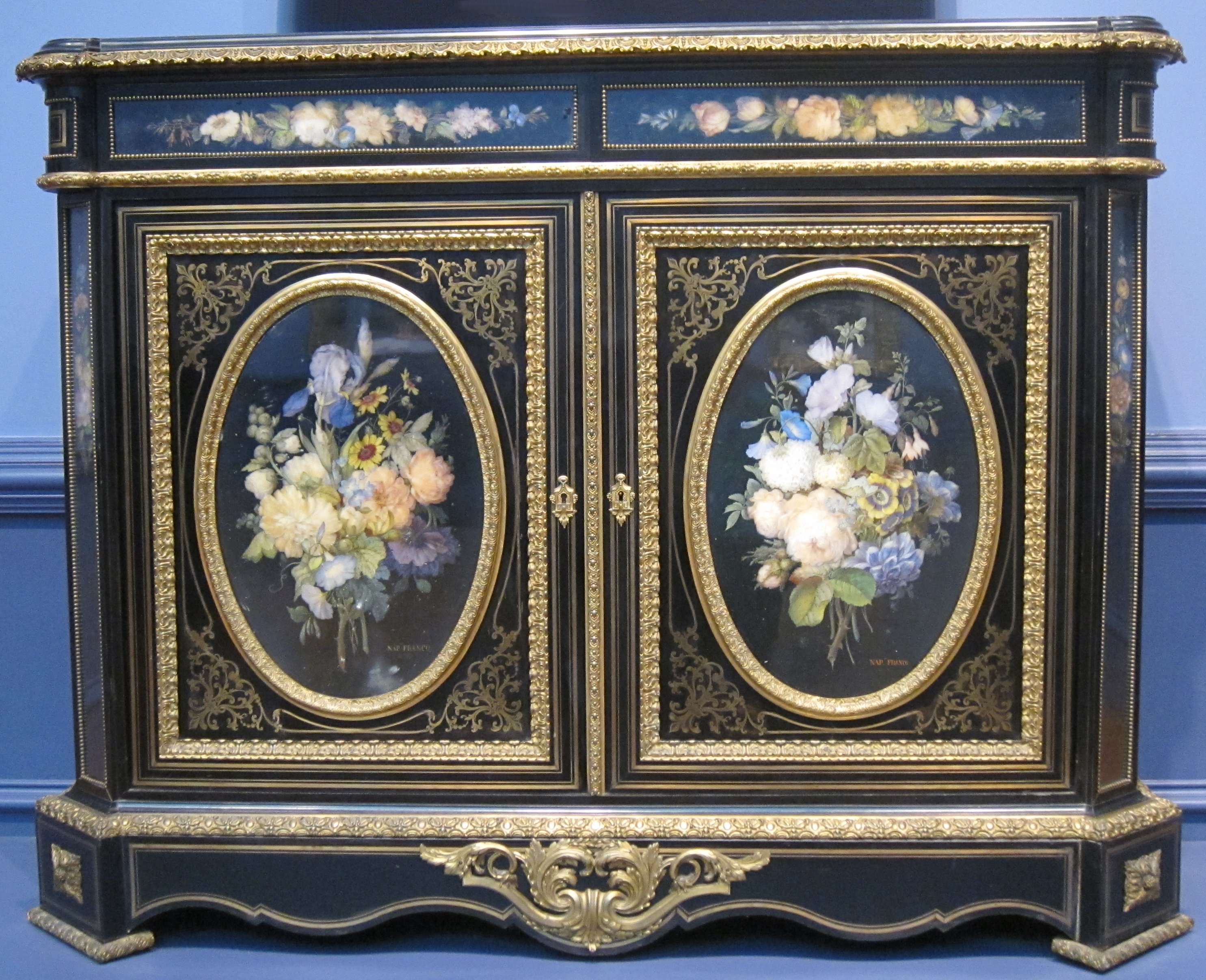 Cabinet, Hyppolite-Edme Prétot with oil painted decorations by Joseph Napoleon, Dayton