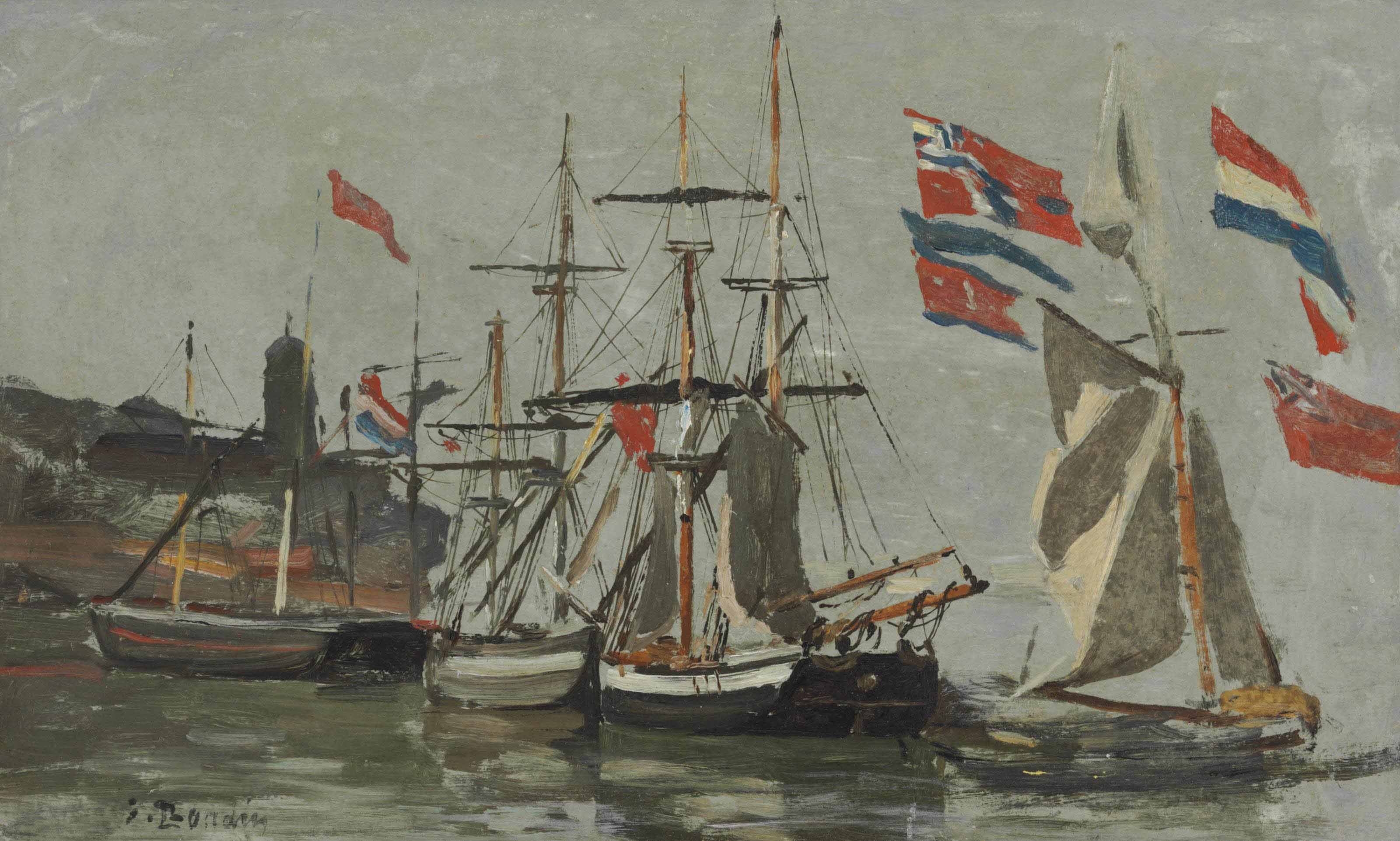Eugène Boudin - Port, les oriflammes