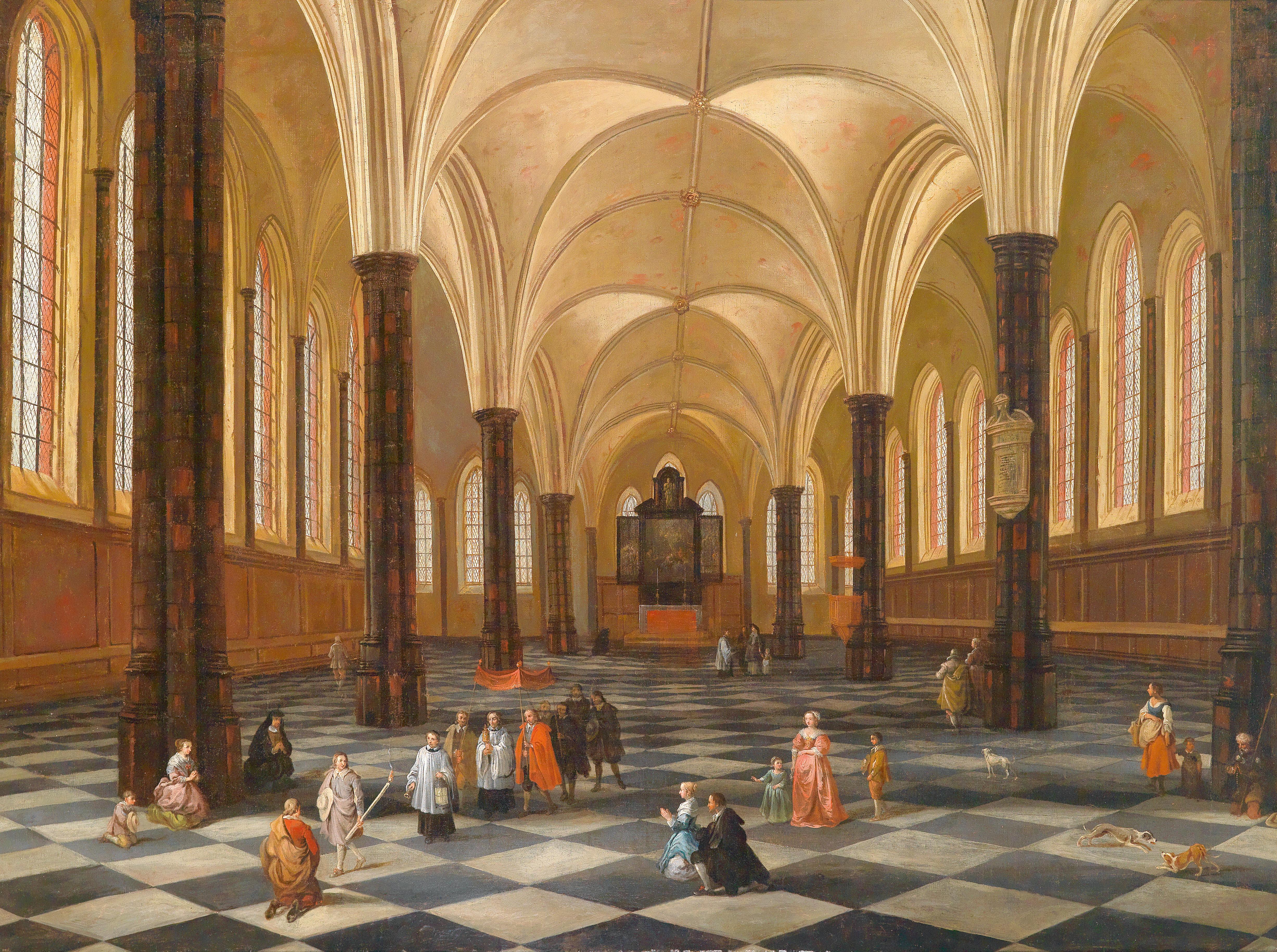 Interior of a Catholic church 17th century