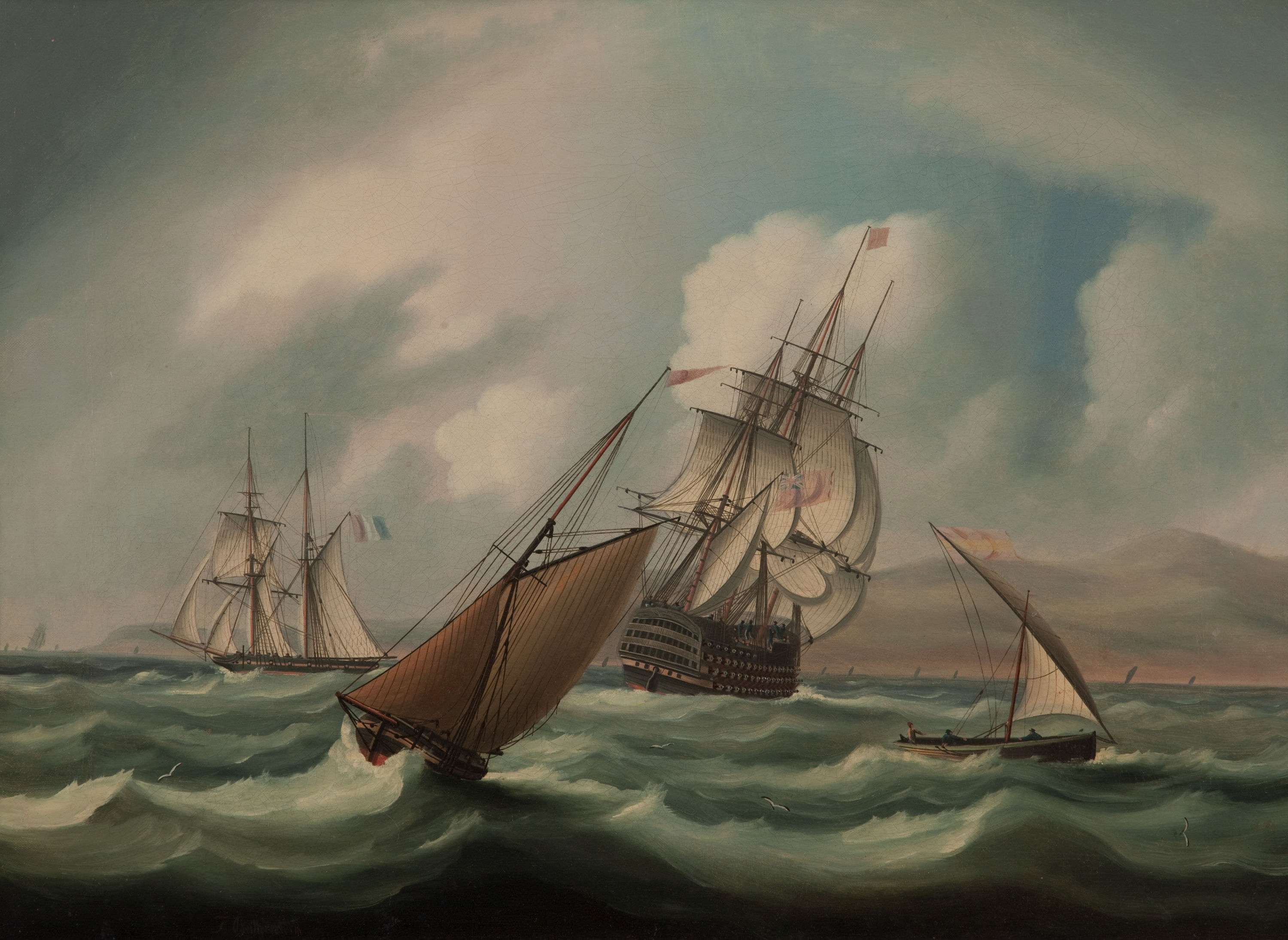 James E. Buttersworth - First Rater and Other Shipping Off the Spanish Coast