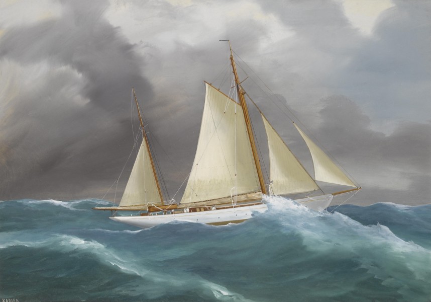 Antonio de Simone - The racing ketch Xarifa in rough weather (1913)