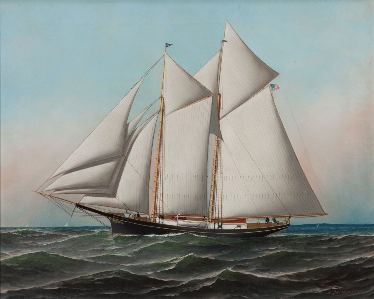 Antonio Jacobsen - Portrait of an American Yacht Flying Flag of NY Yacht Club, 1887