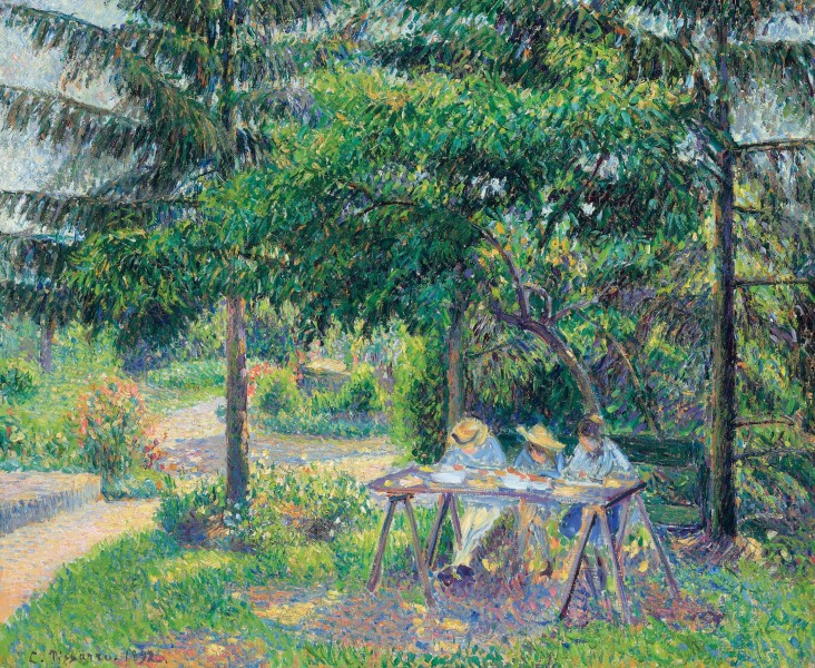 Camille Pissarro - Enfants attablés dans le jardin à Eragny (1892)