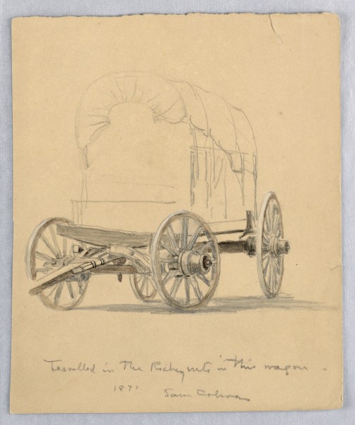 Drawing, Study of Covered Wagons, 1871 (CH 18369109)