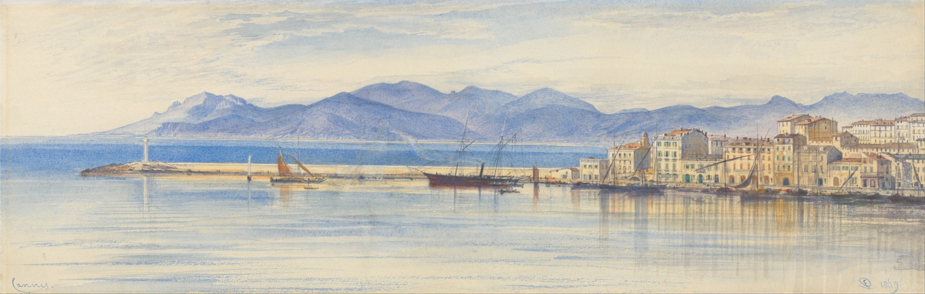 Edward Lear - A View of the Harbour at Cannes - Google Art Project