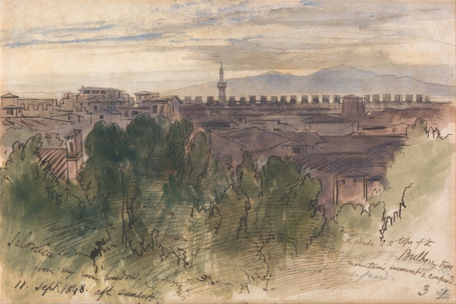 Edward Lear - Salonica, from my Room Window, 11 Sept. 1848, after Sunset - Google Art Project