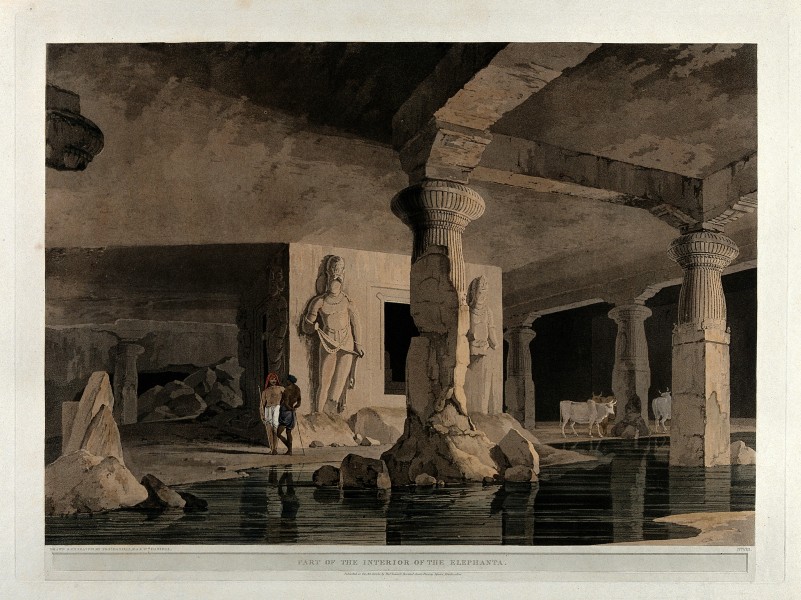 Interior of a cave on the island of Elephanta, near Bombay, Wellcome V0050489