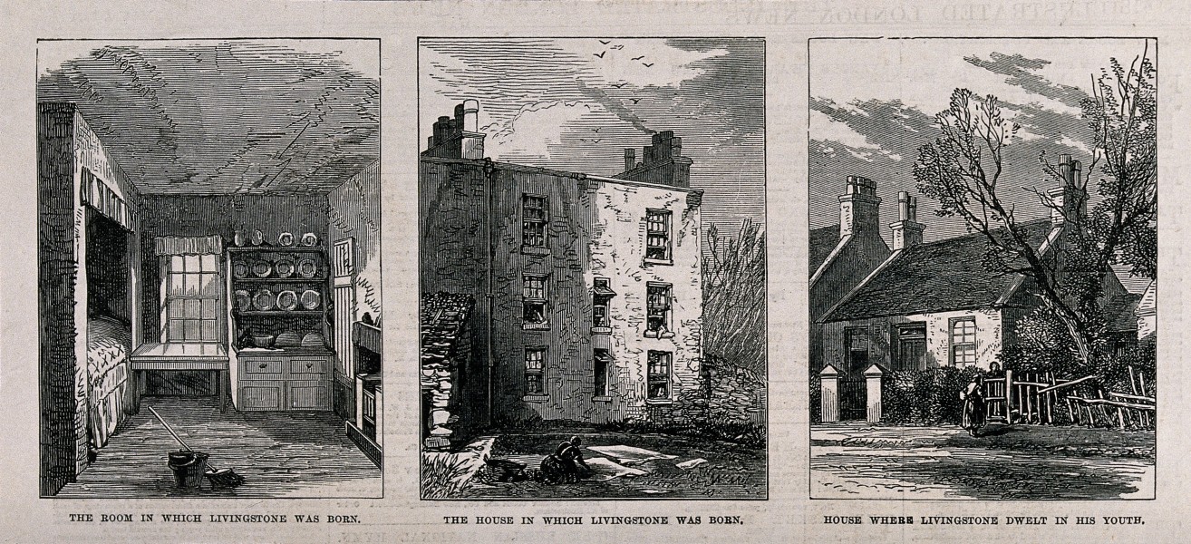 Left, the room where David Livingstone was born; centre, the Wellcome V0018816