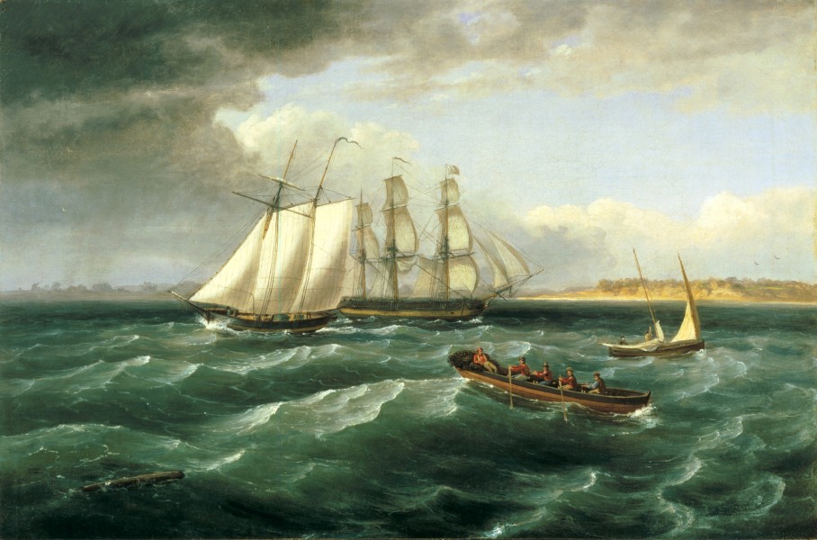 Mouth of the Delaware by Thomas Birch, 1828