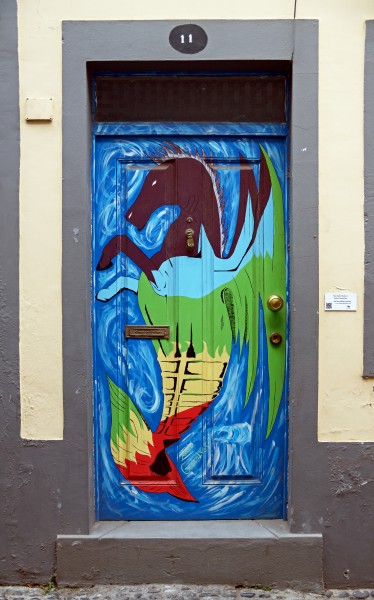 Painted door (Sea Horse). Funchal, Madeira