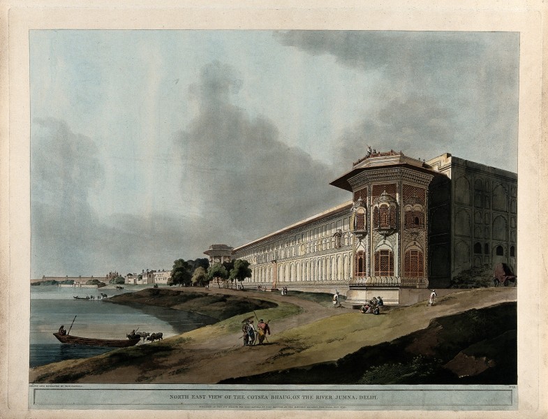 The Qudsia Bagh, Delhi; eastern view. Coloured aquatint by T Wellcome V0050462