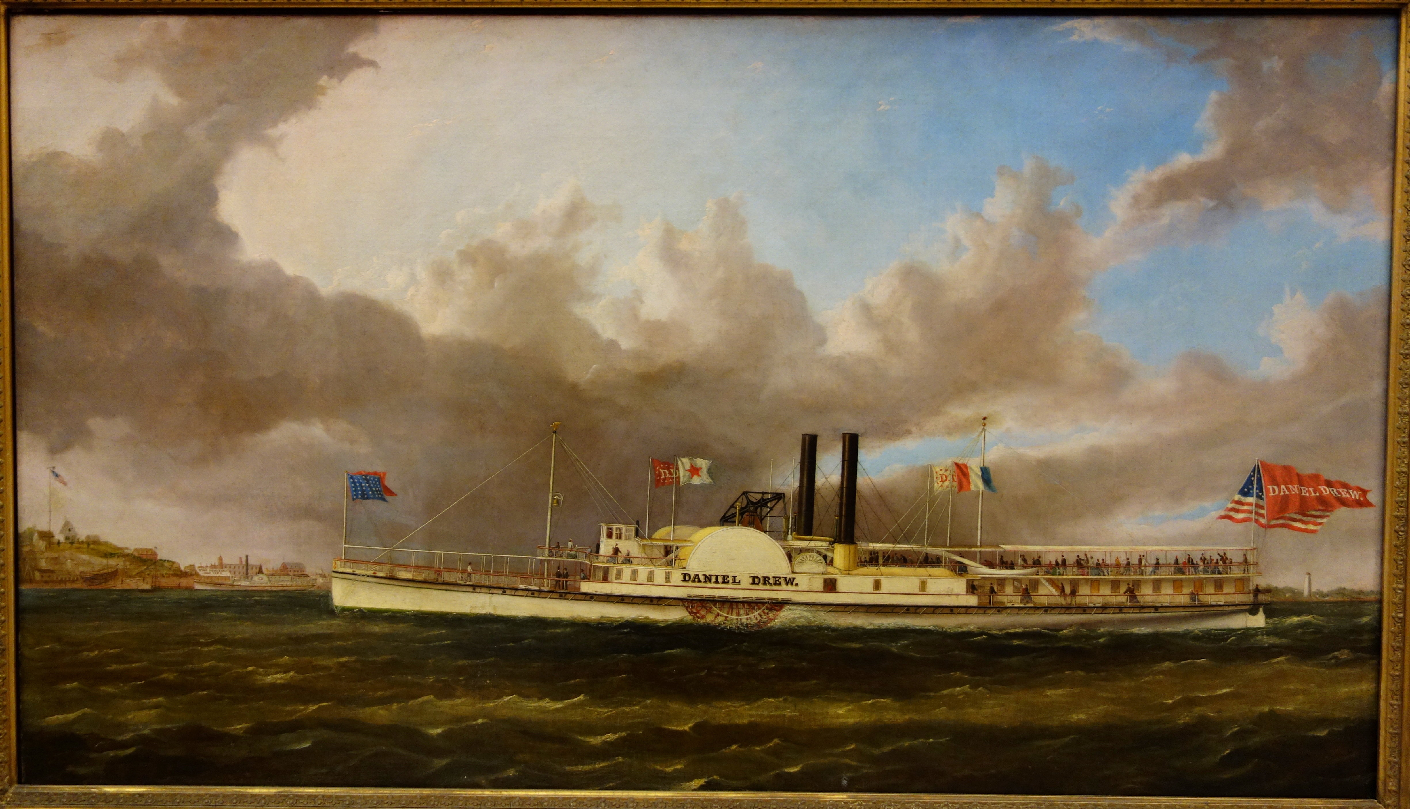 The Daniel Drew, steamboat on the Hudson River, by Joseph B. Smith, c. 1860, oil on canvas - Albany Institute of History and Art - DSC08102