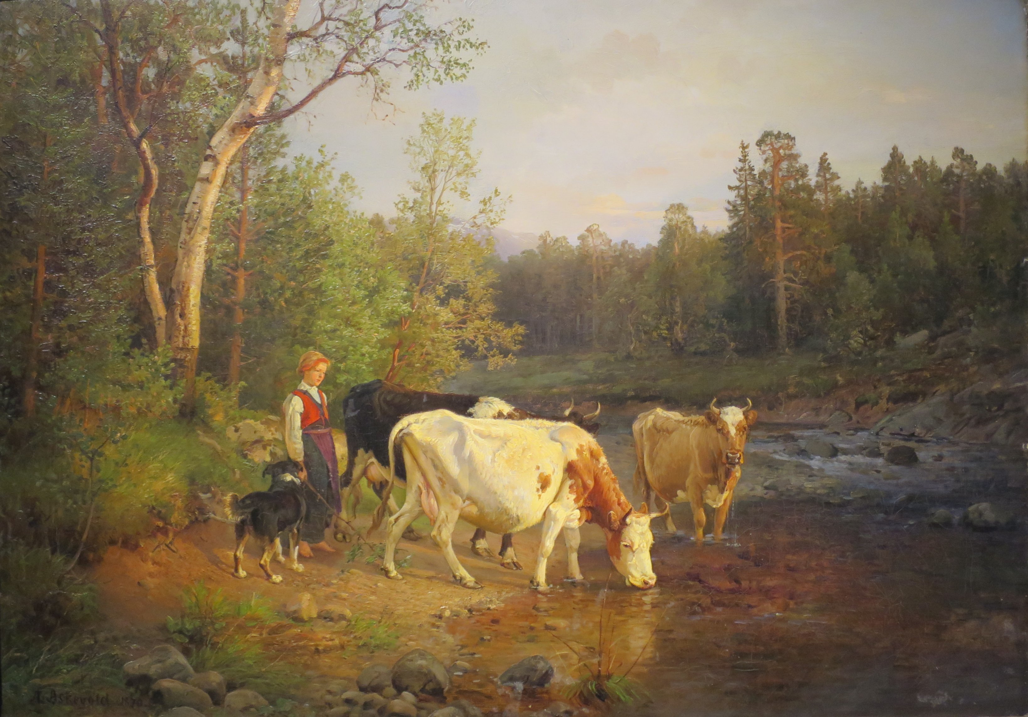 'Landscape with Cattle' by Anders Askevold, 1870, Bergen Kunstmuseum