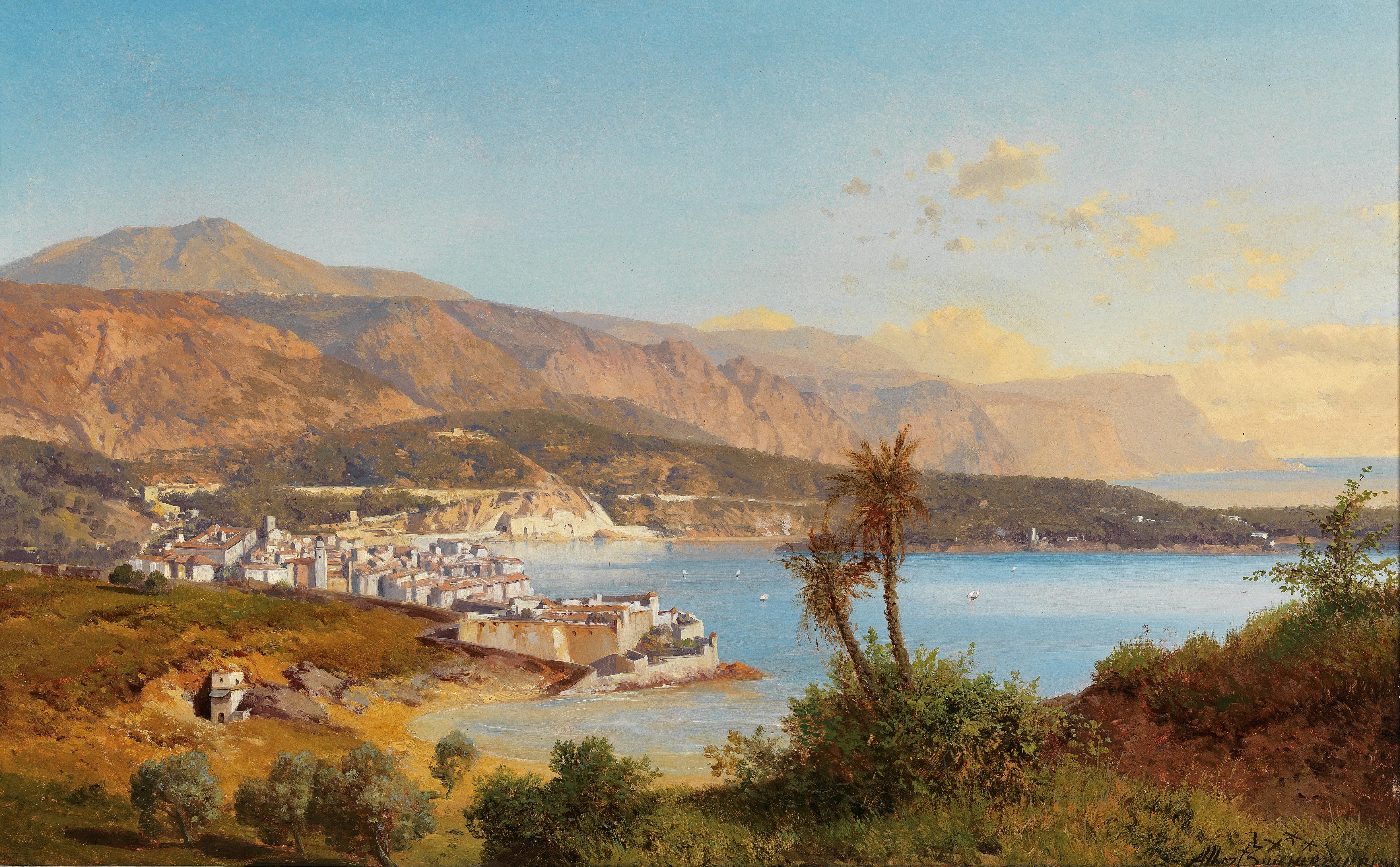 Albert August Zimmermann Blick über die Bucht von Villefranche-sur-Mer