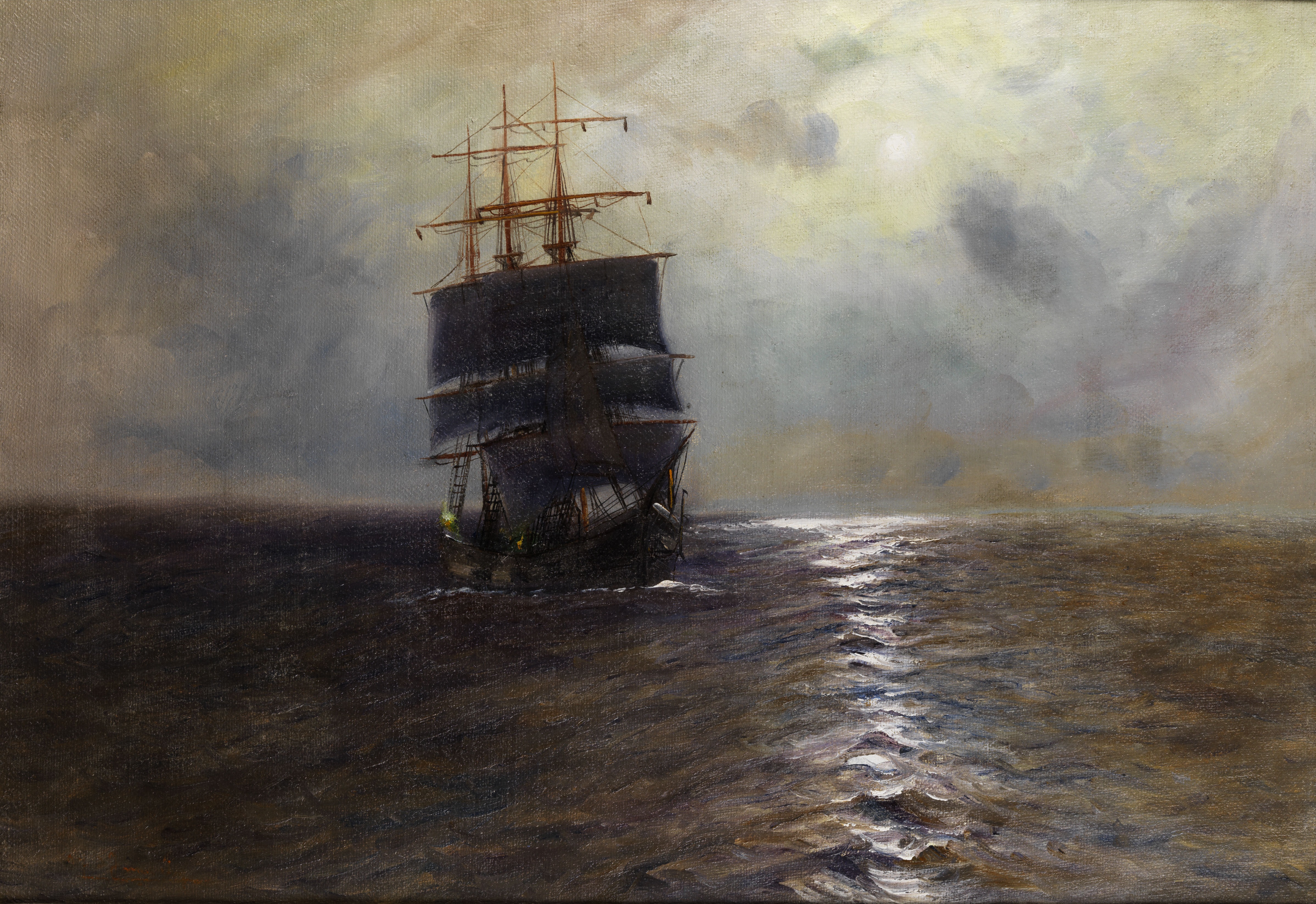 Alfred Jensen - Vollschiff auf hoher See