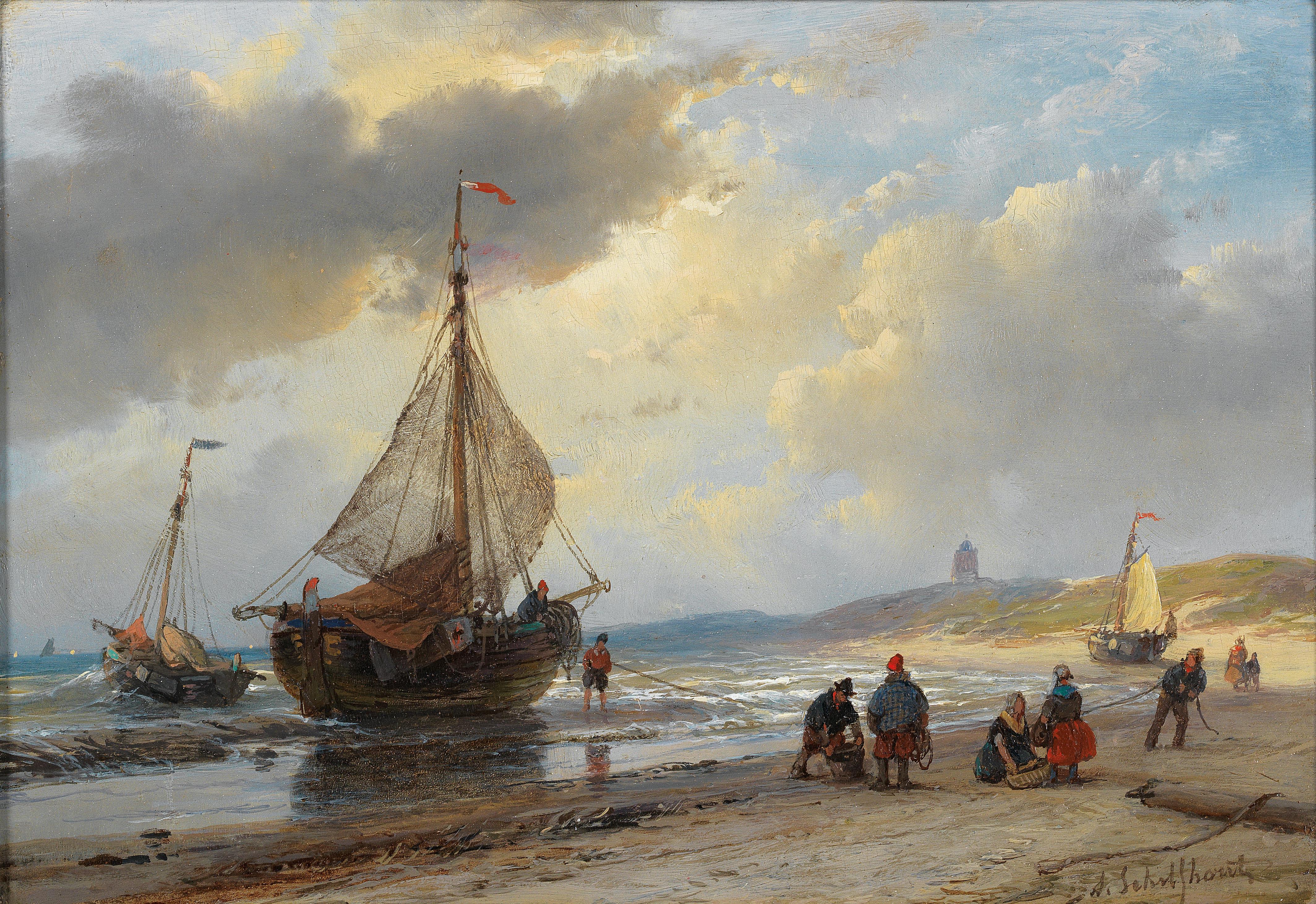 Andreas Schelfhout Am Strand