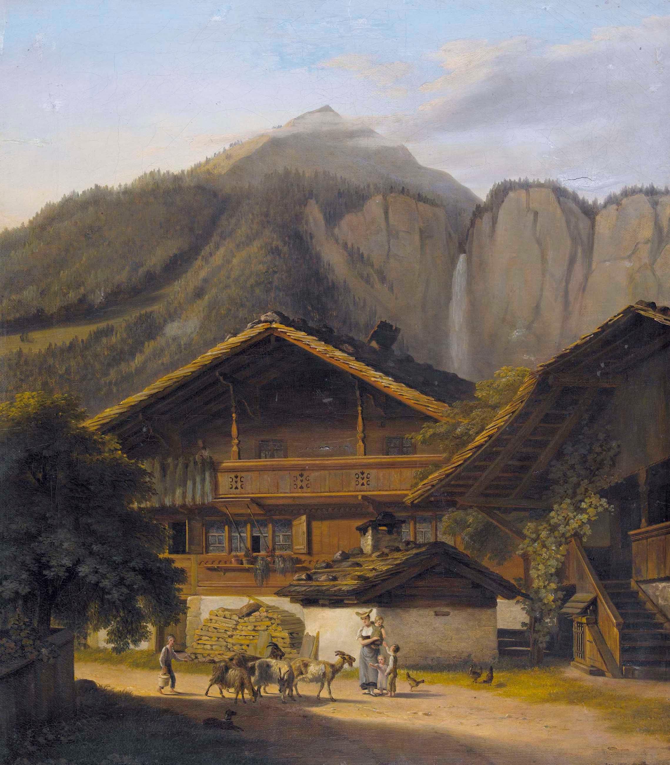 August von Bonstetten - Weiler im Berner Oberland mit Staffage (1827)
