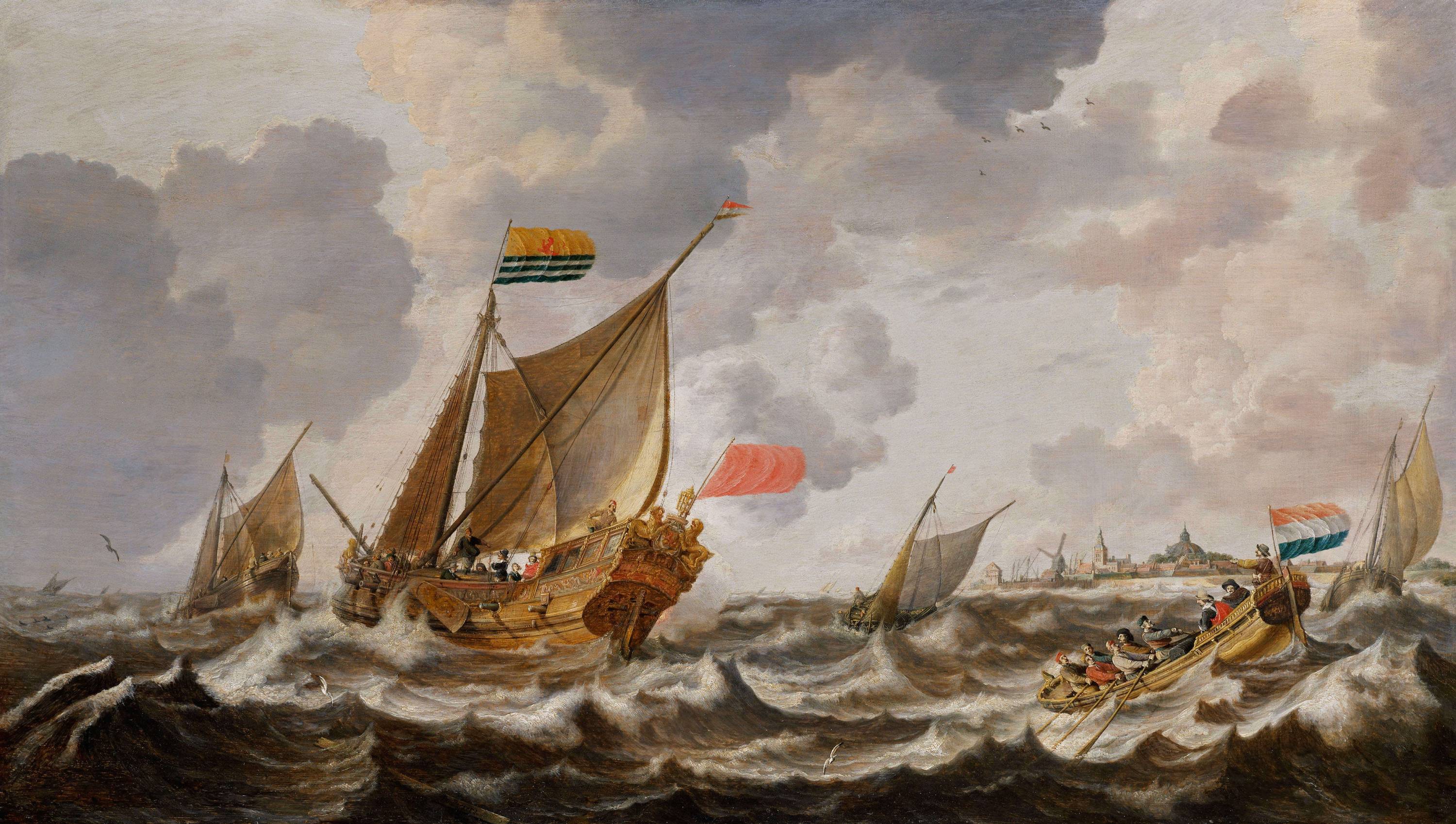 Bonaventura Peeters - Shipping in choppy seas off Willemstad