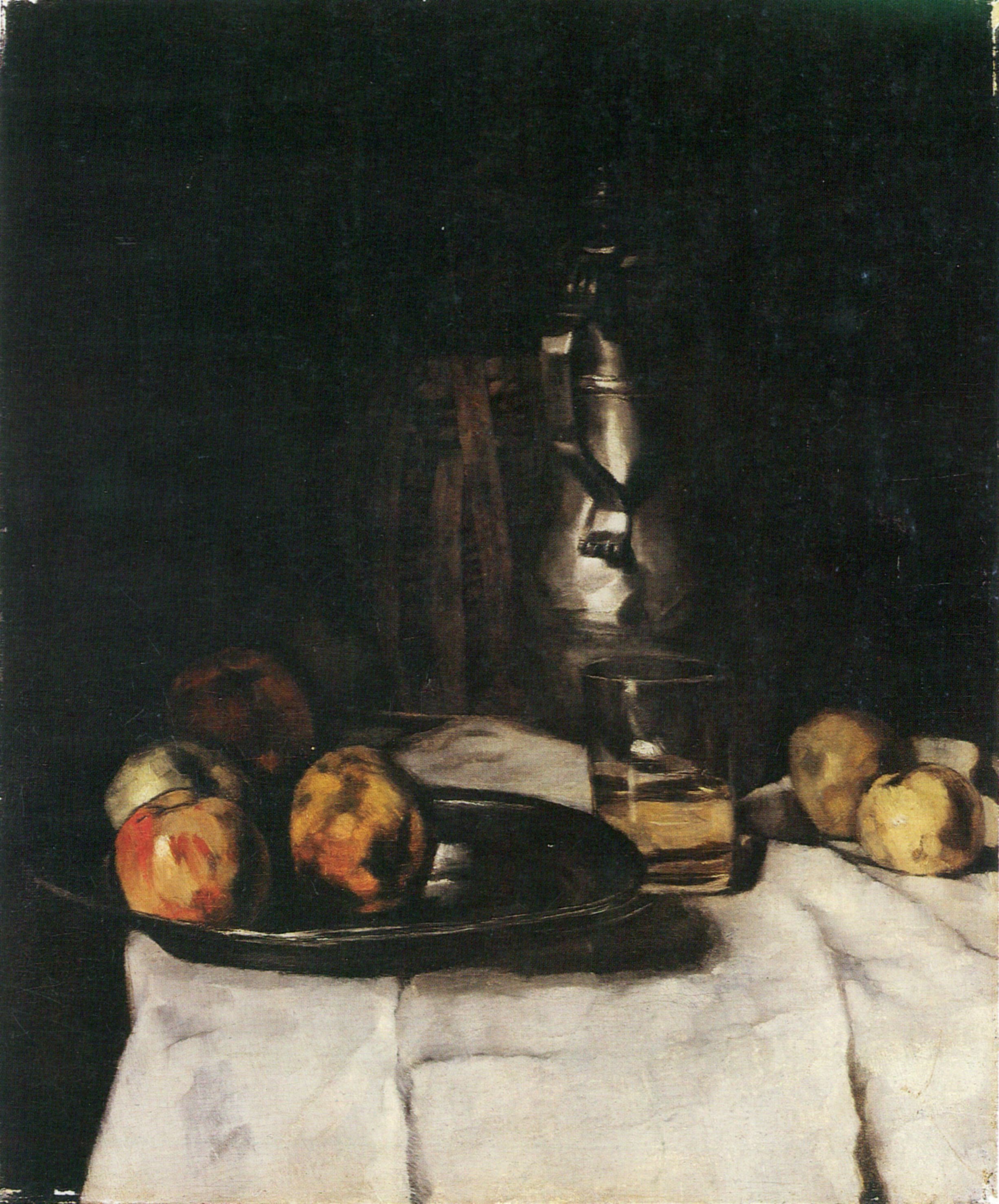 Carl Schuch - Zinnkrug, Weinglas und Äpfel