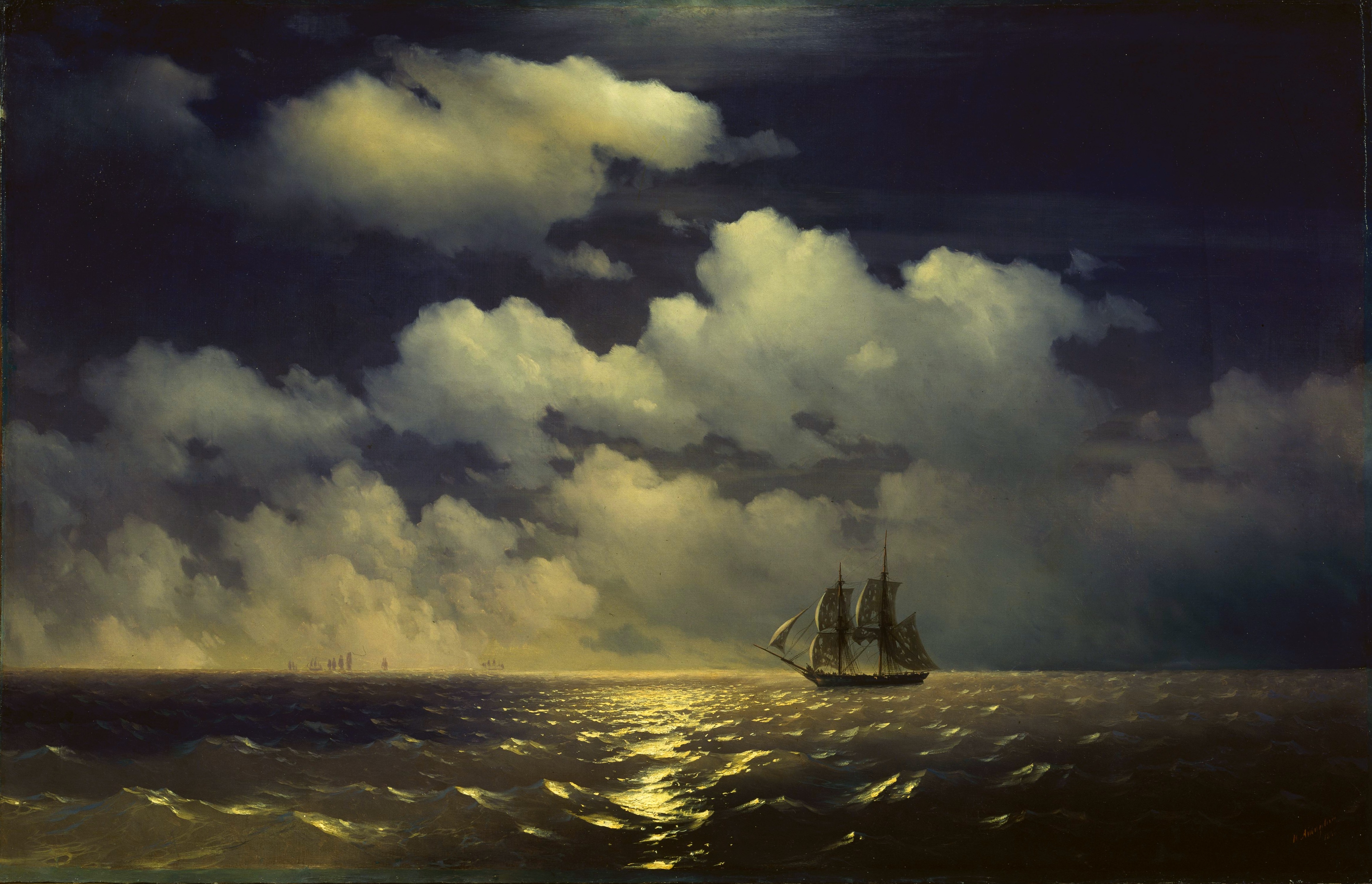 Иван К. Айвазовский - Бриг Меркурий после победы над двумя турецкими кораблями (1848)