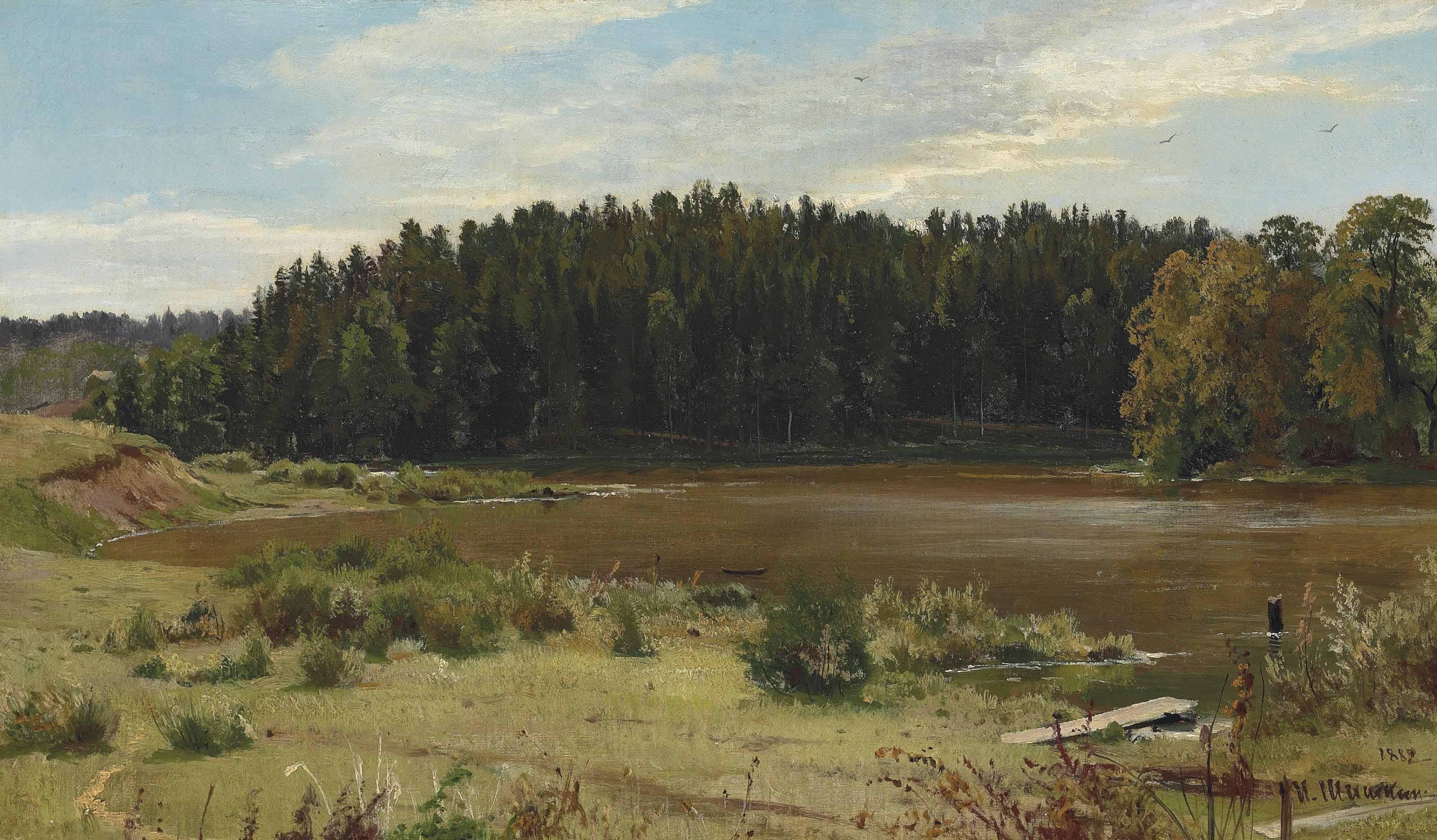 Иван И. Шишкин - Река на опушке леса (1882)